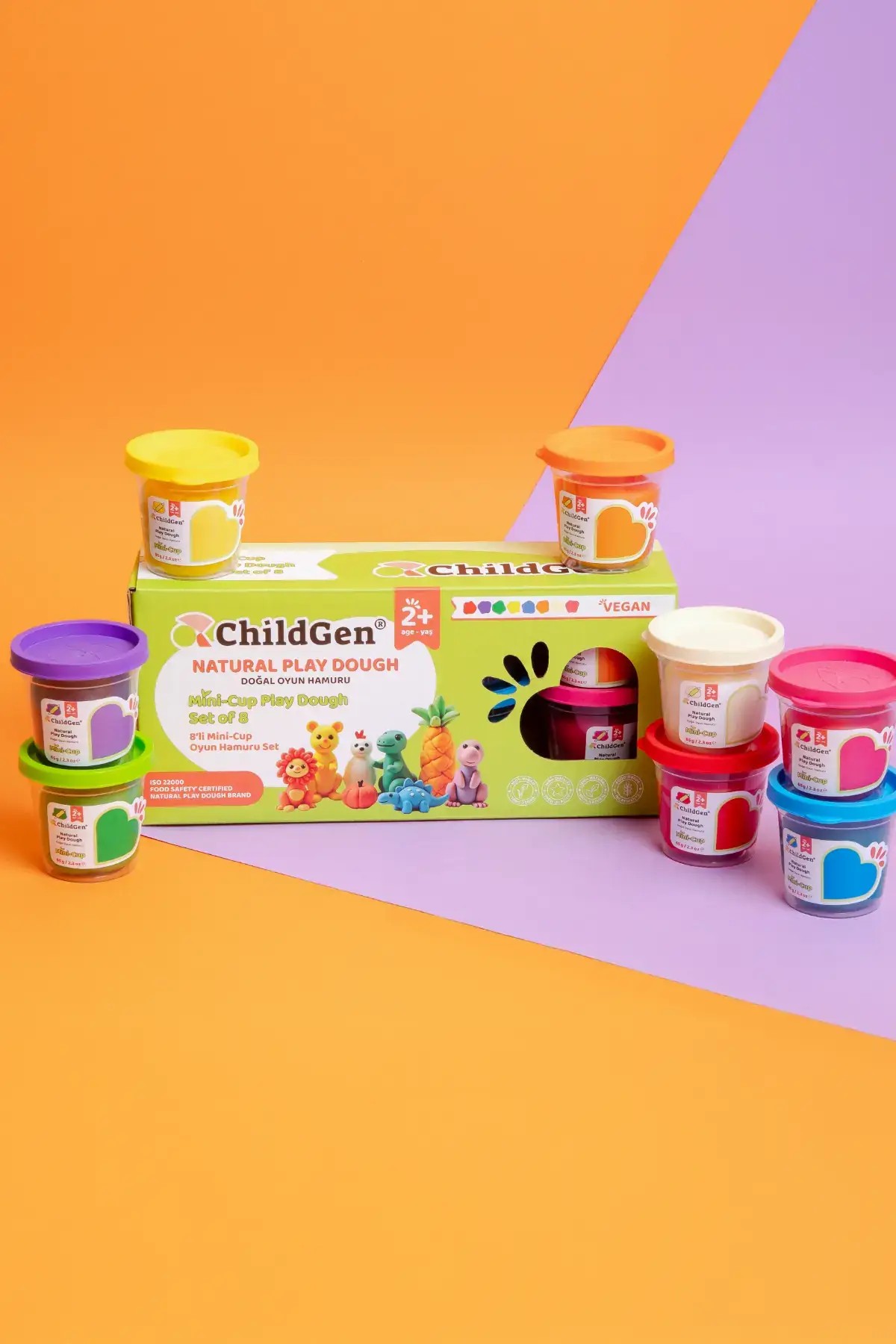 Doğal Oyun Hamuru - Mini-Cup- 8'li Set (8x65gr)