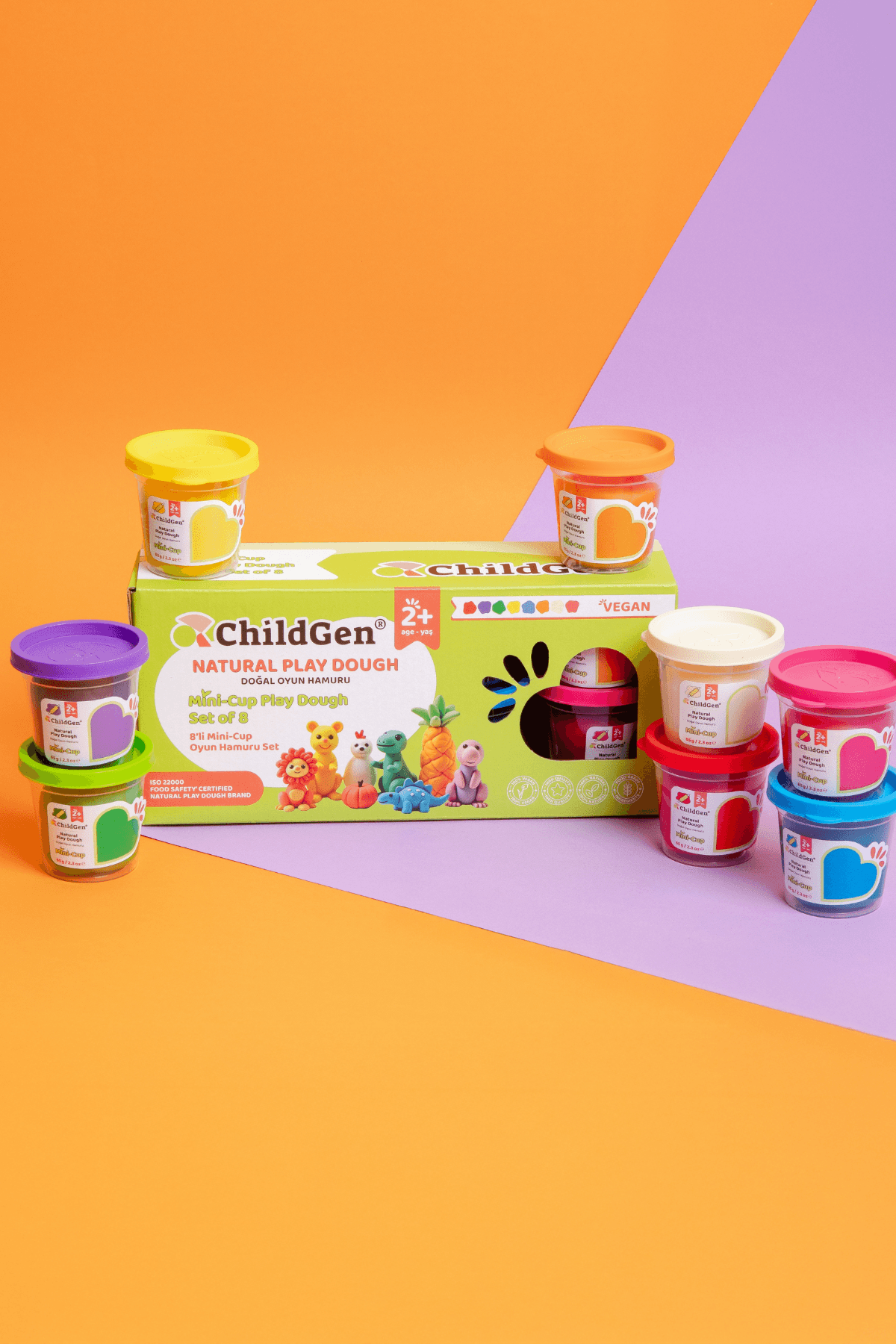 Doğal Oyun Hamuru - Mini-Cup- 8'li Set (8x65gr)