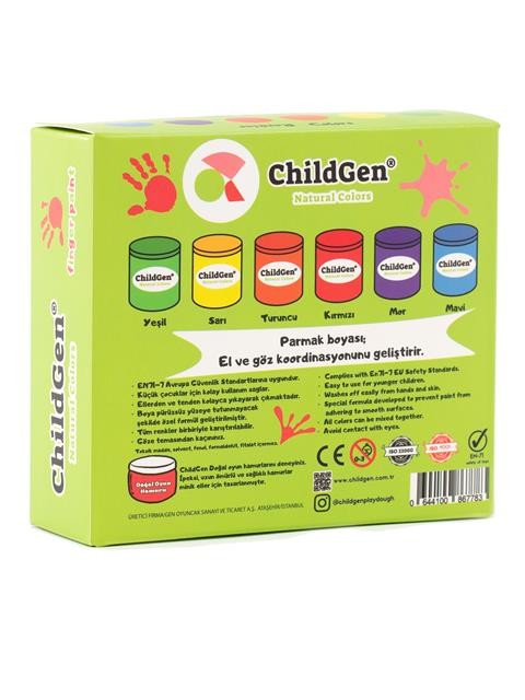 ChildGen Süper Yıkanabilir Parmak Boya 6x50 ml şişe - 6'lı Set