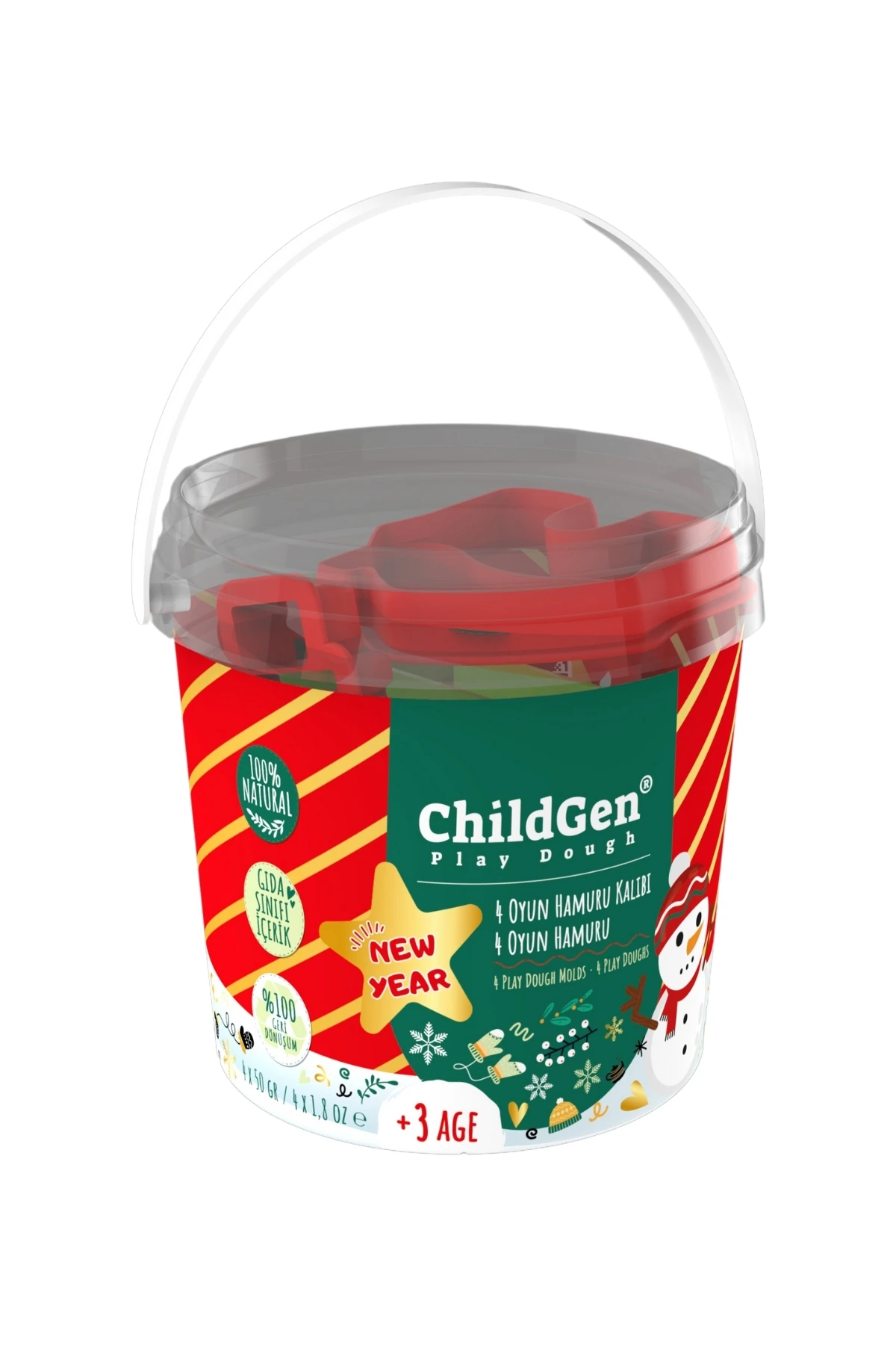 ChildGen Doğal Oyun Hamuru Kovalı Minipack Yeni Yıl Seti