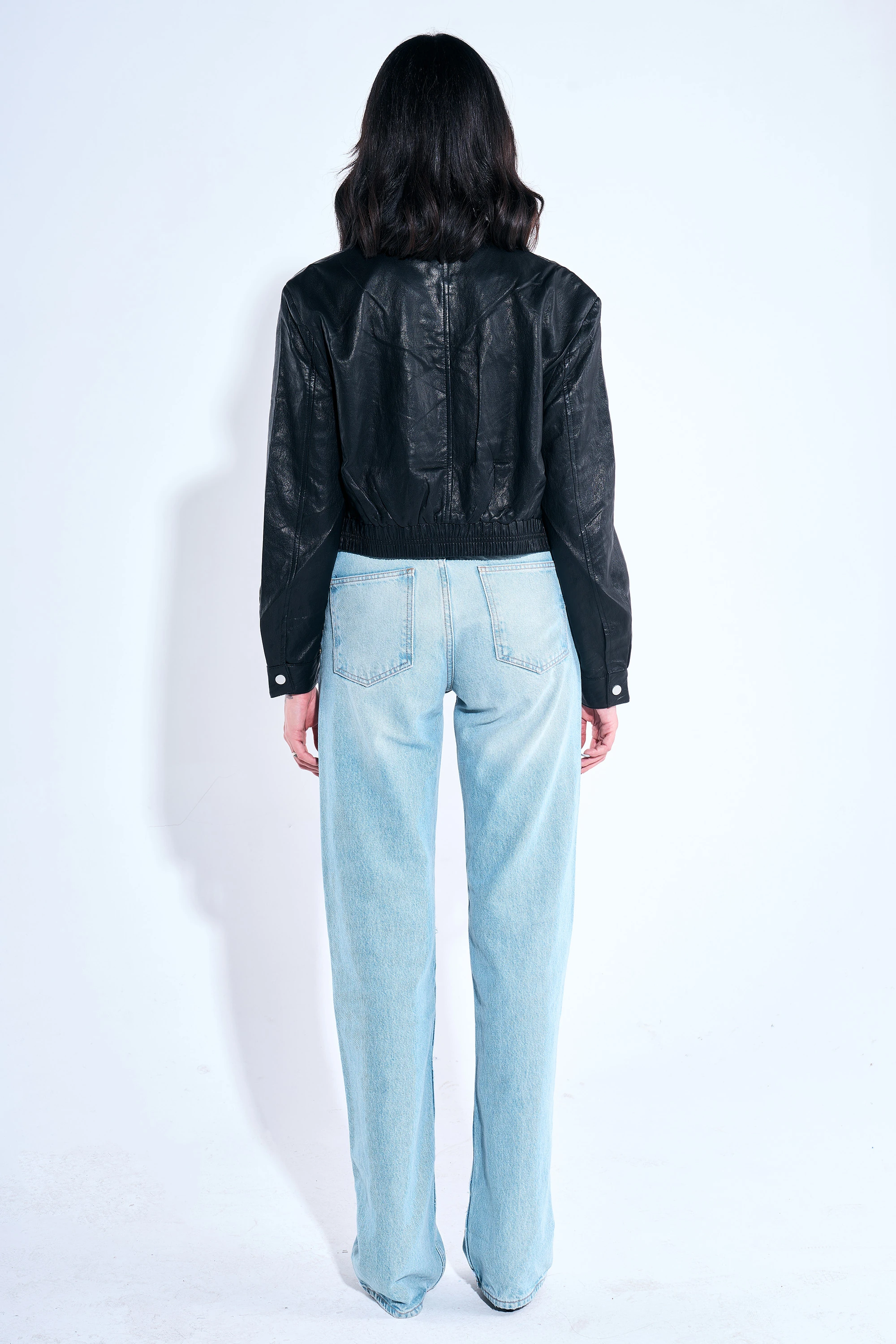 Fermuar Detaylı Deri Biker Ceket