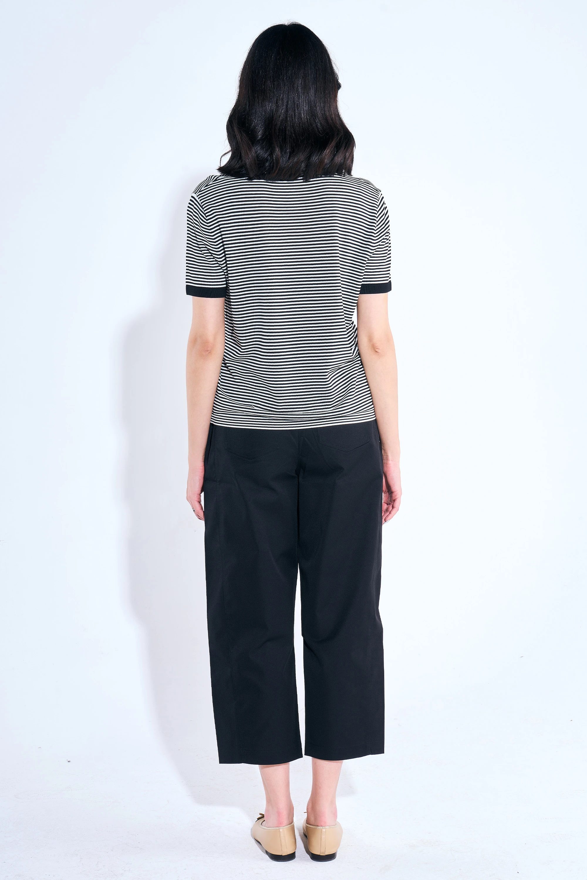 Çizgili Sıfır Yaka Triko Bluz