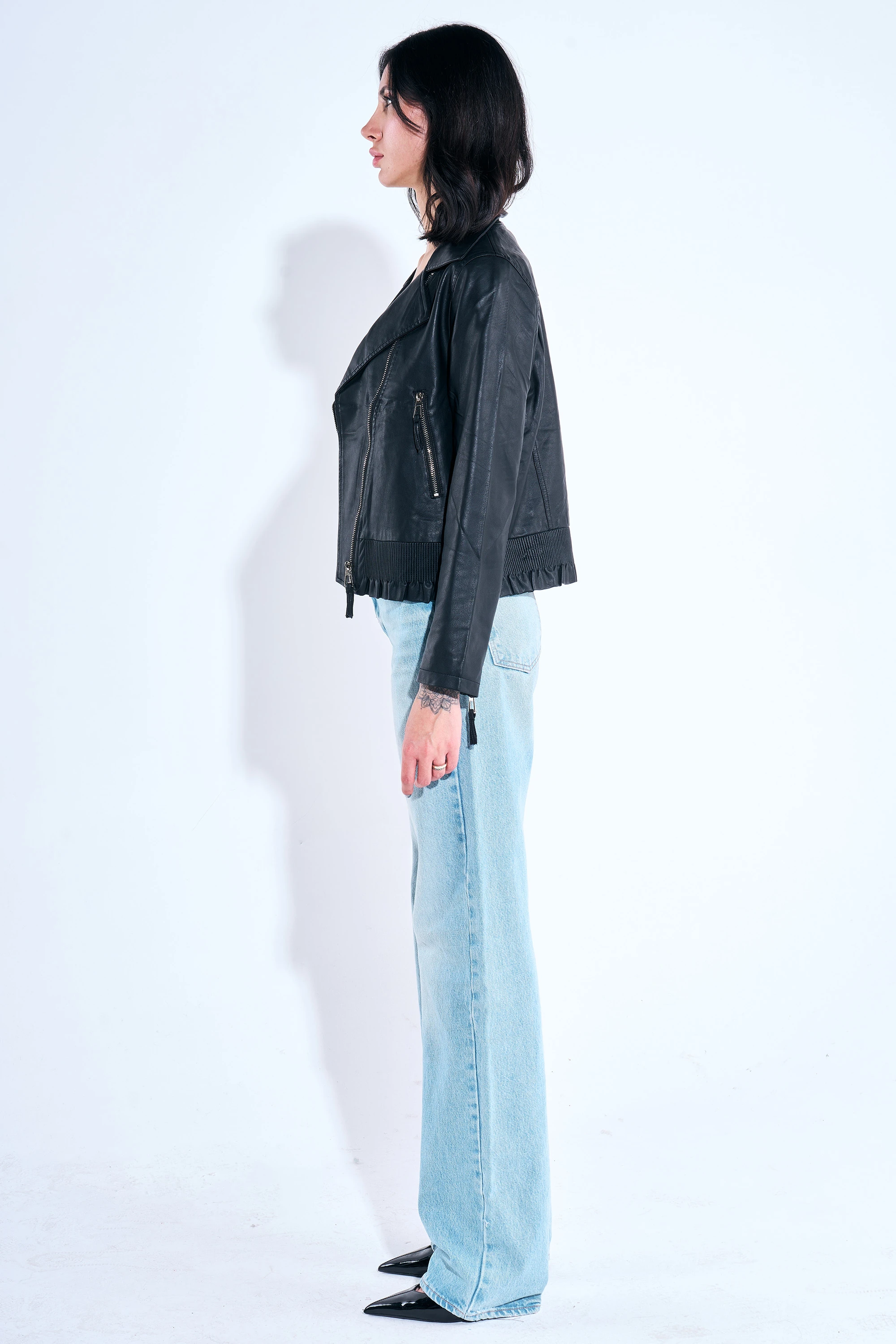 Beli Lastikli Deri Ceket