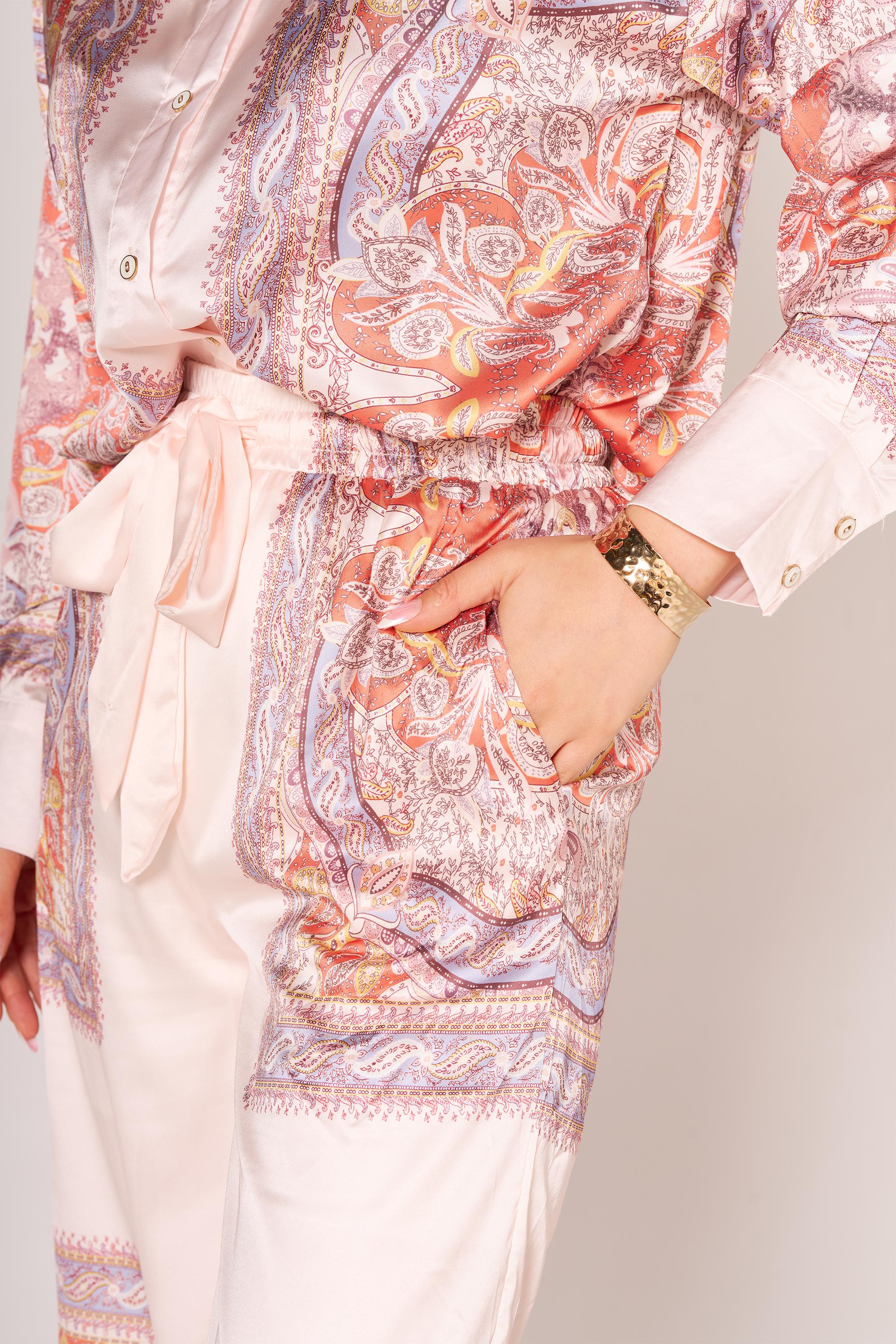 Desenli Saten Pantolon