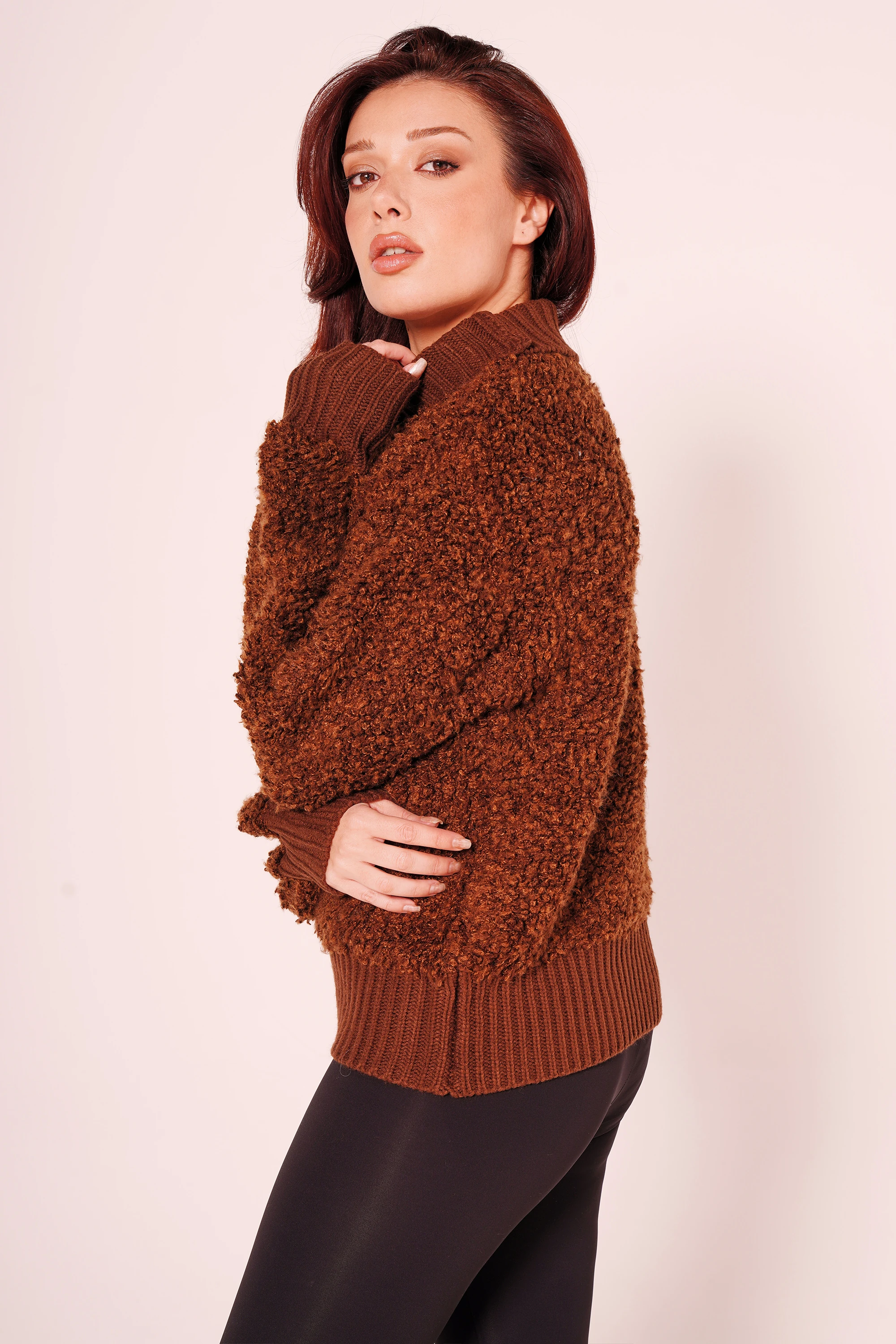 Teddy Kumaş Boğazlı Kazak