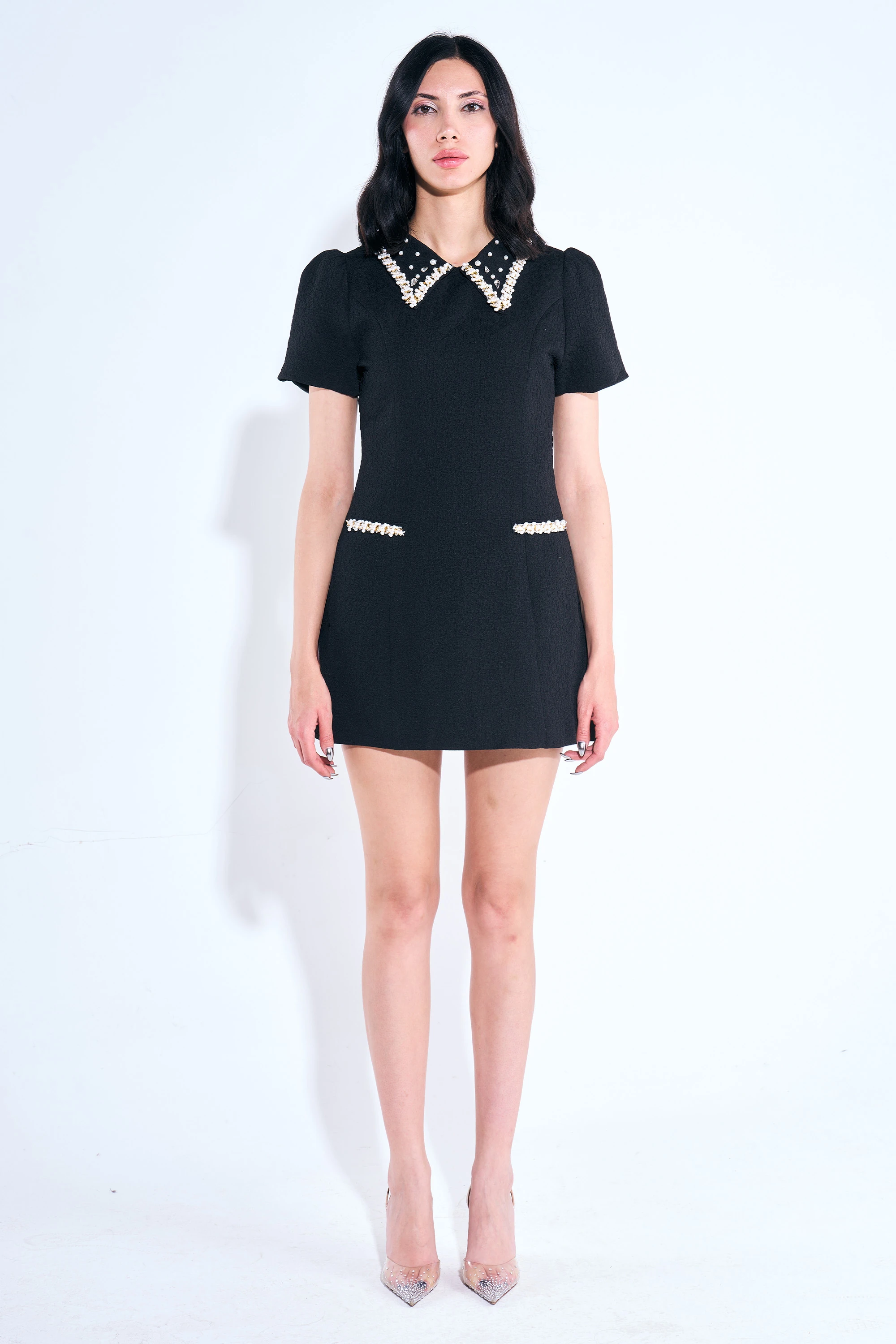 İnci Yakalı Elbise