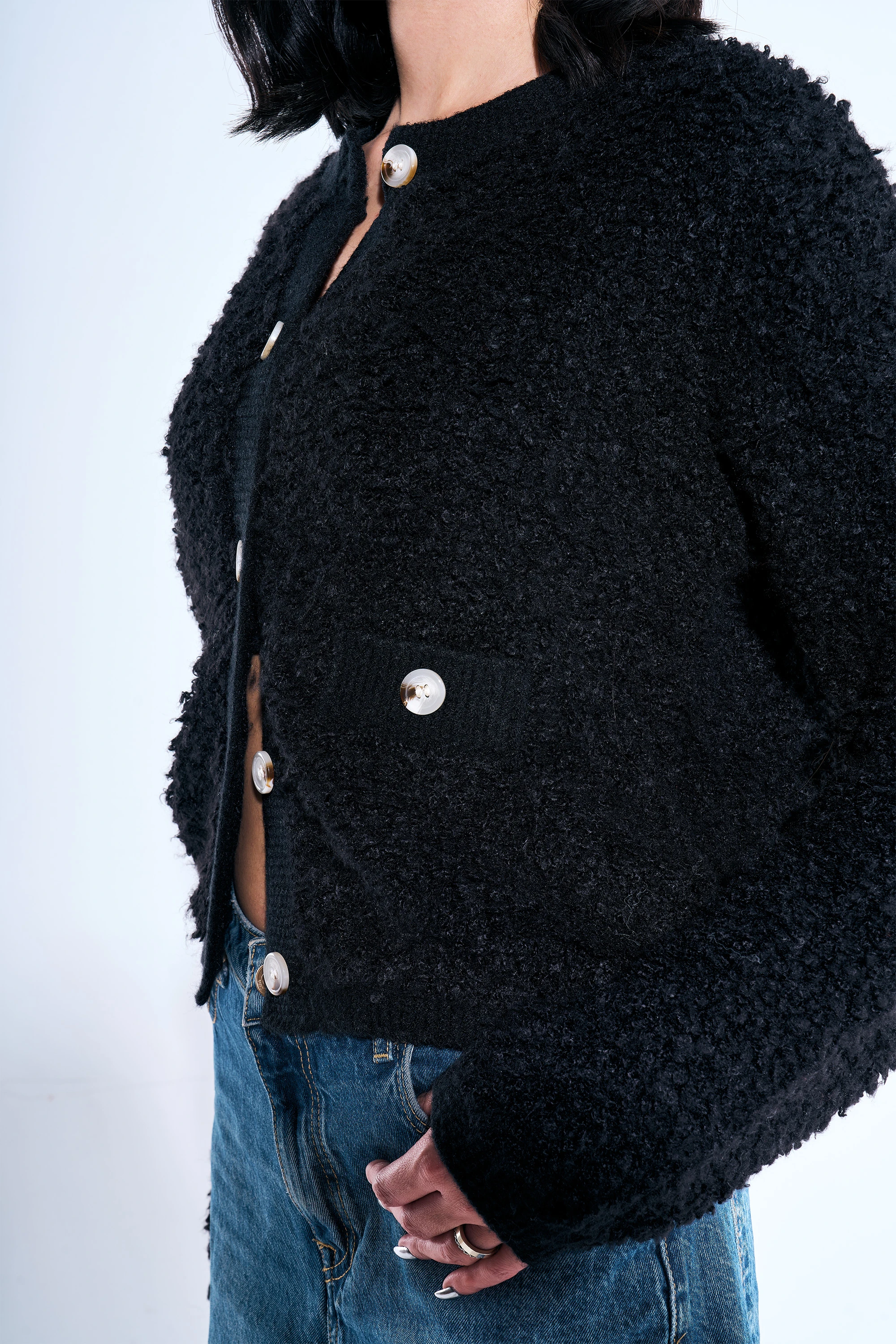 Düğmeli Teddy Hırka