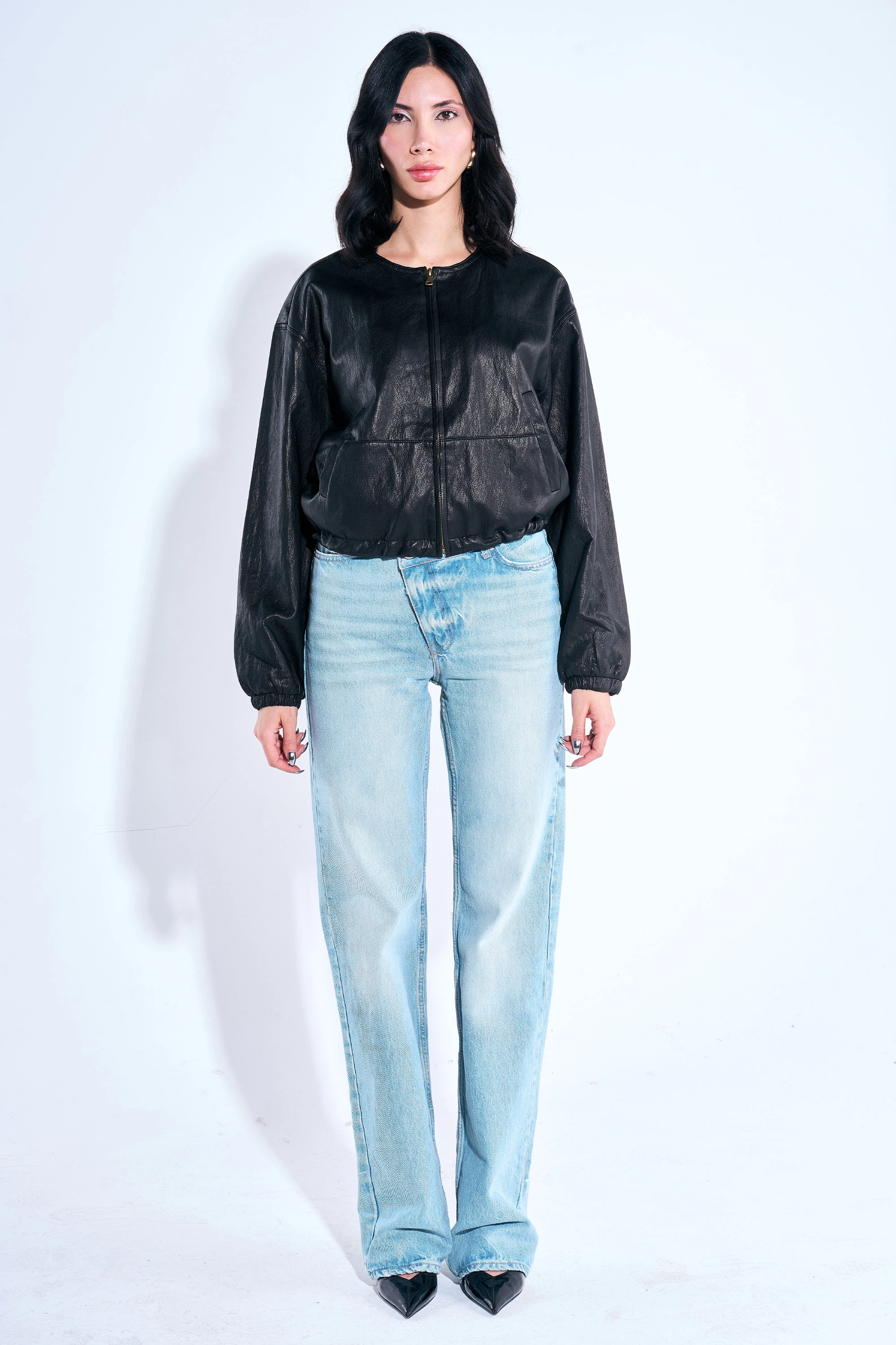 Beli Stoperli Yumuşak Dokulu Deri Ceket