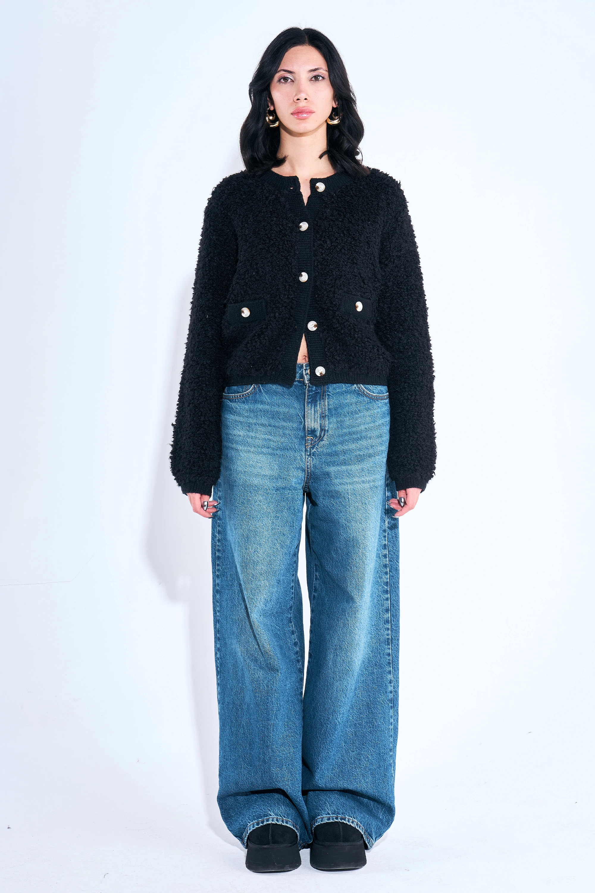 Düğmeli Teddy Hırka