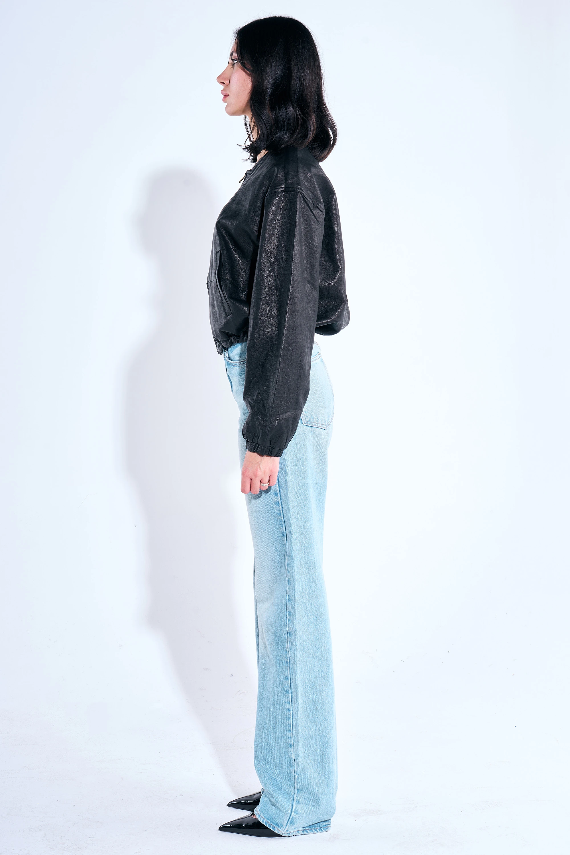 Beli Stoperli Yumuşak Dokulu Deri Ceket