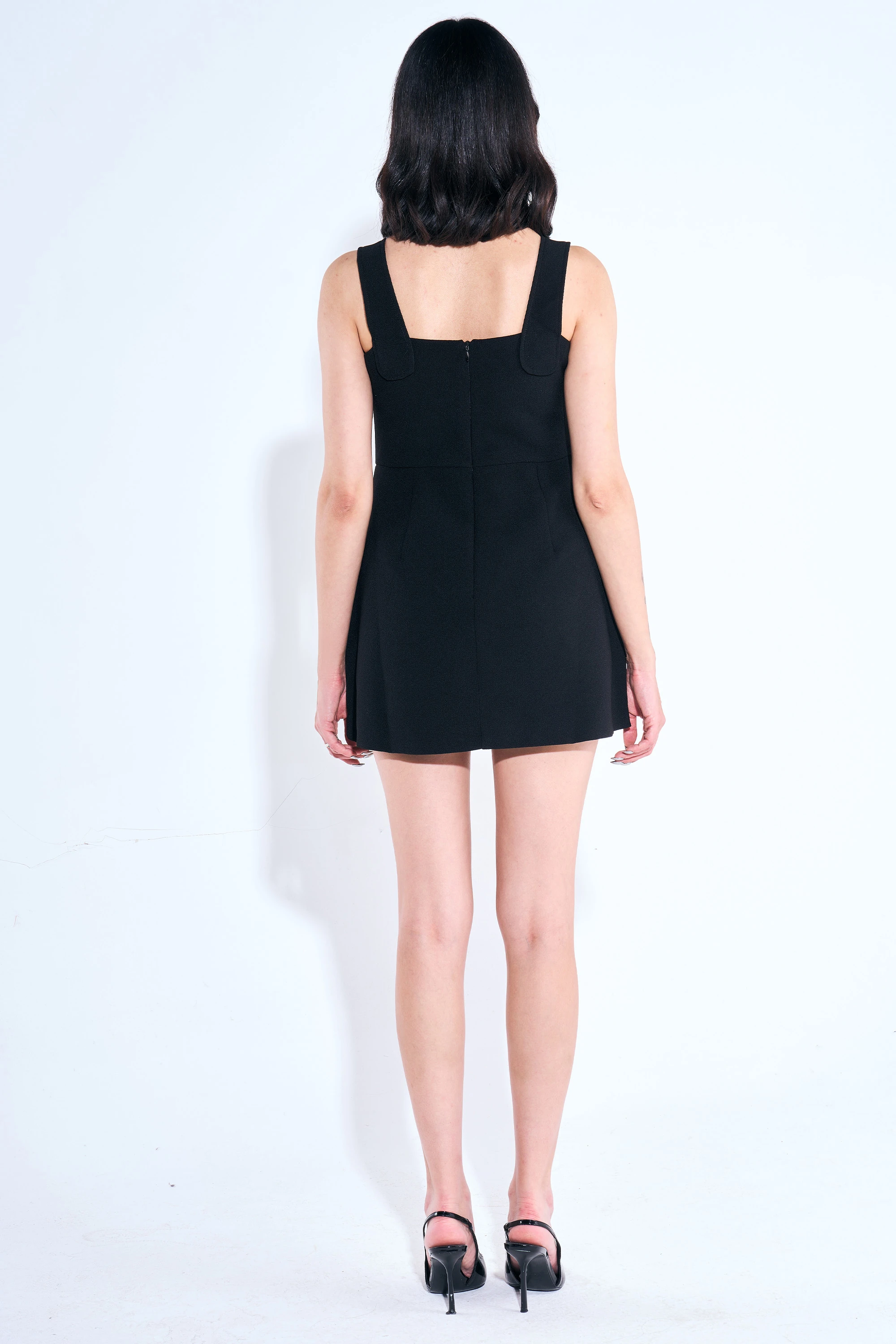 Kalın Askılı Taş Detaylı Mini Elbise