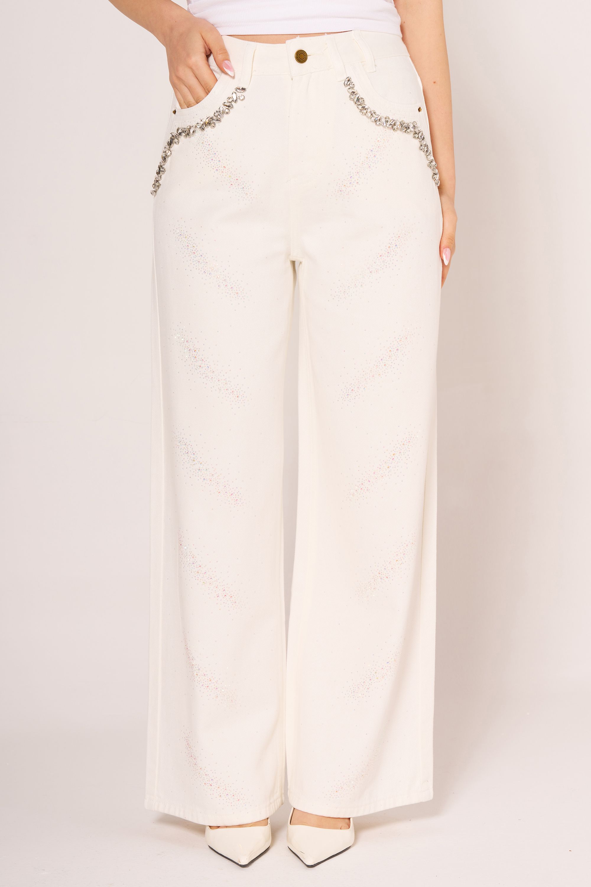 Taşlı Denim Pantolon