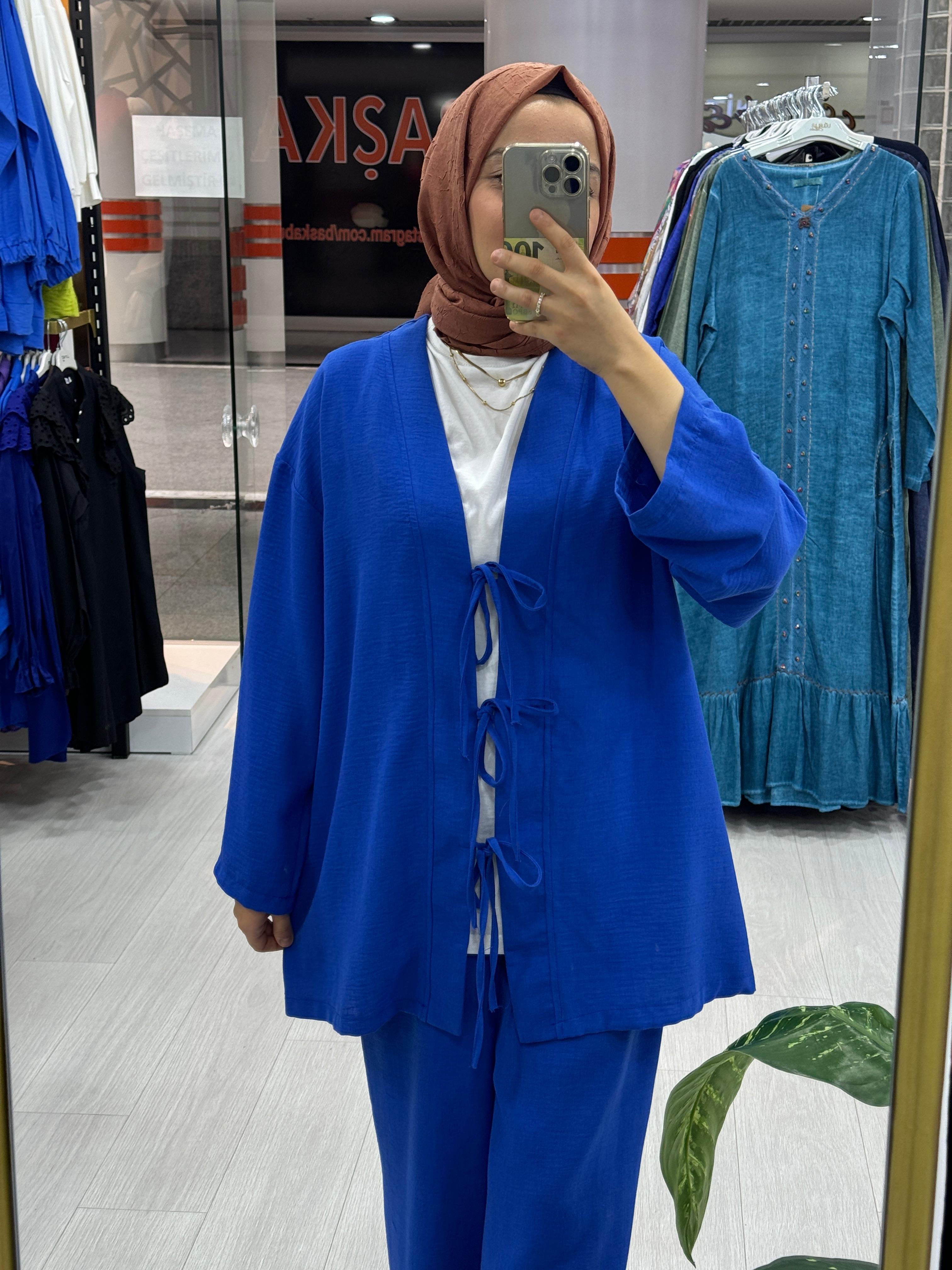 Önden Bağcıklı Kimono Takım 40625304 - SAKS MAVİ