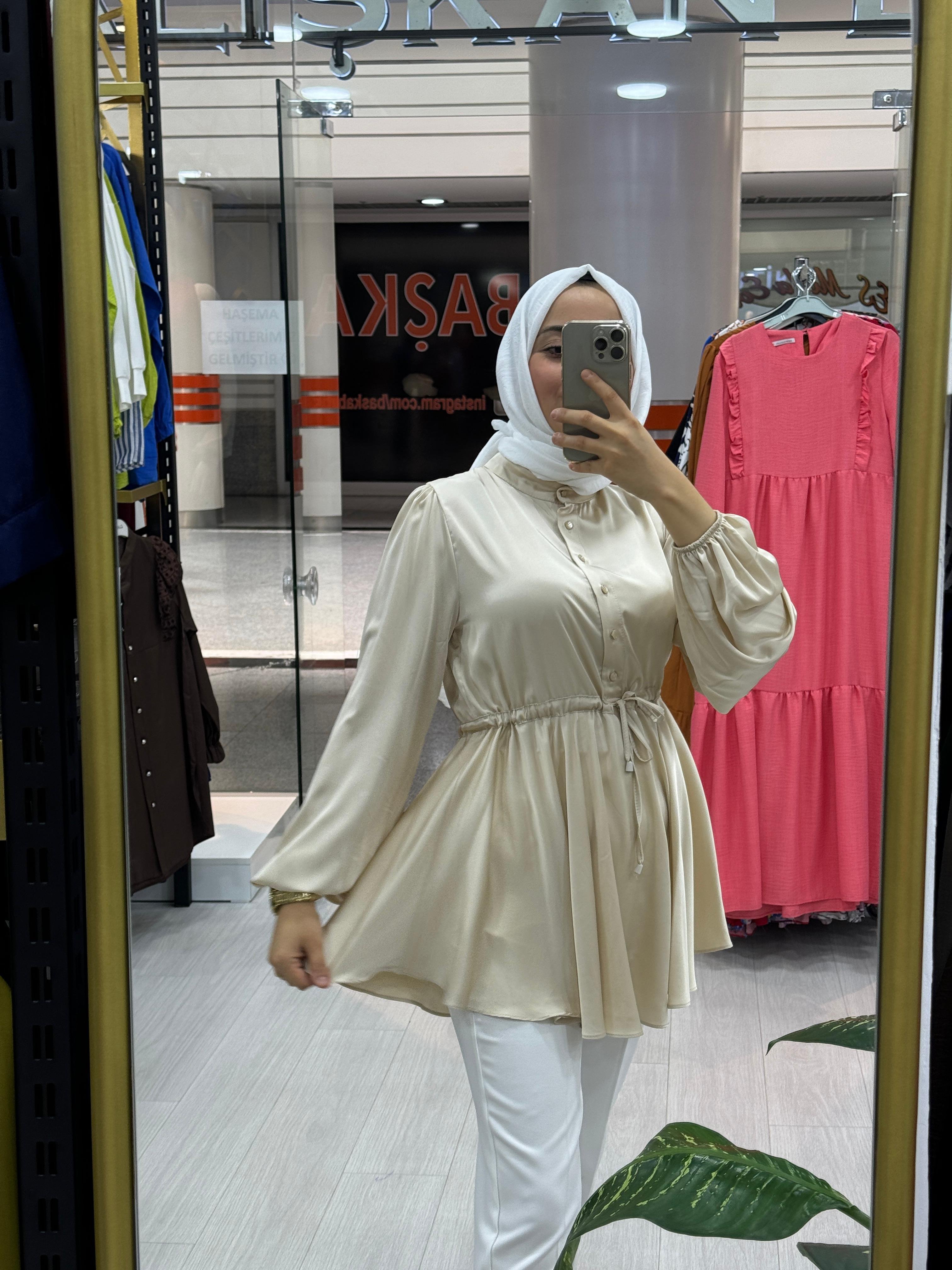 Leyla Saten Tunik 10418 - BEJ