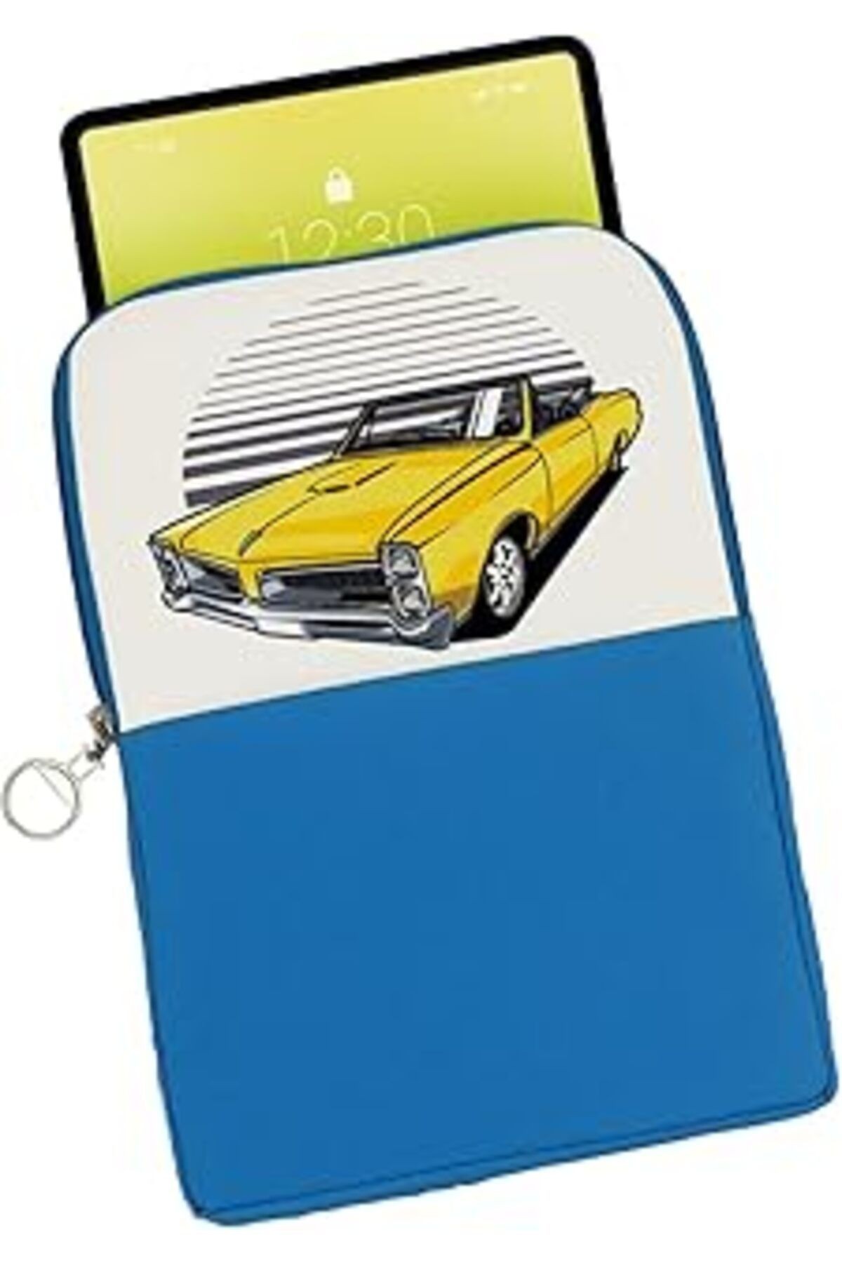 Bk Gift Klasik Araç Tasarımlı Taşınabilir Koruyucu Tablet Kılıfı & Organizer Çanta, Mavi