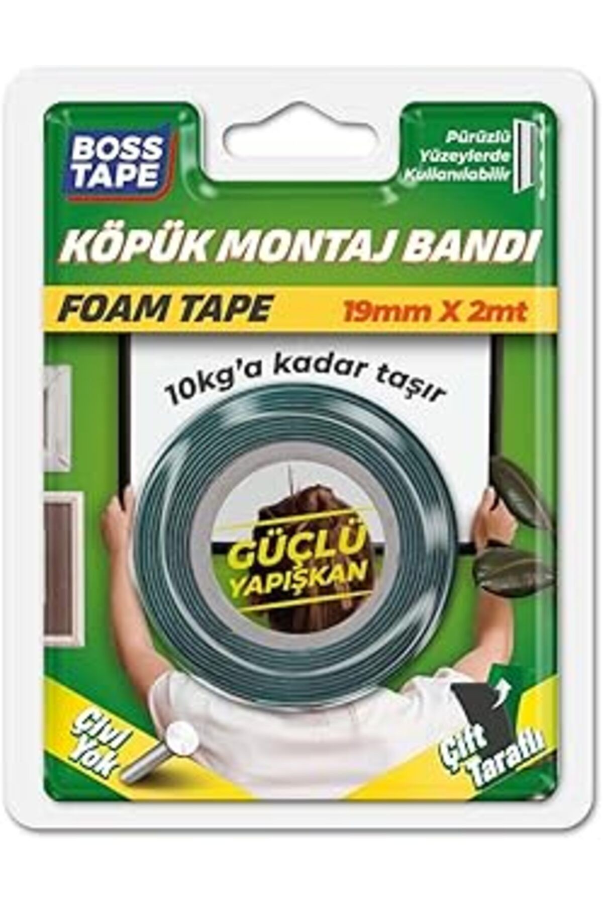 Boss Tape 10 Kg Köpük Montaj Aksesuar Yapıştırma Bandı 19mmx2mt