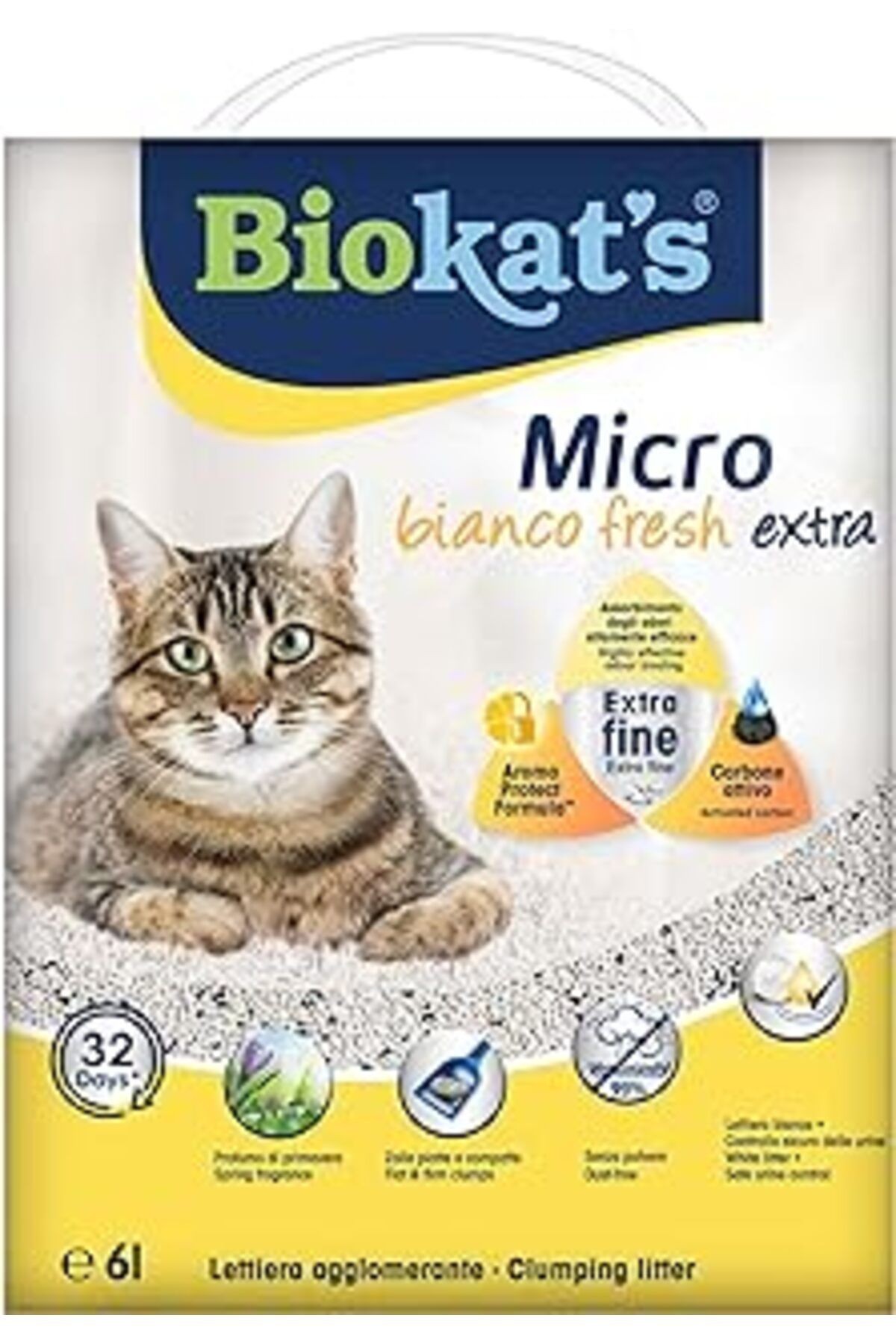 Biokat'S Biokats Xmicro Bianco Fresh Extra, Topaklanan Kedi Kumu 6Lt