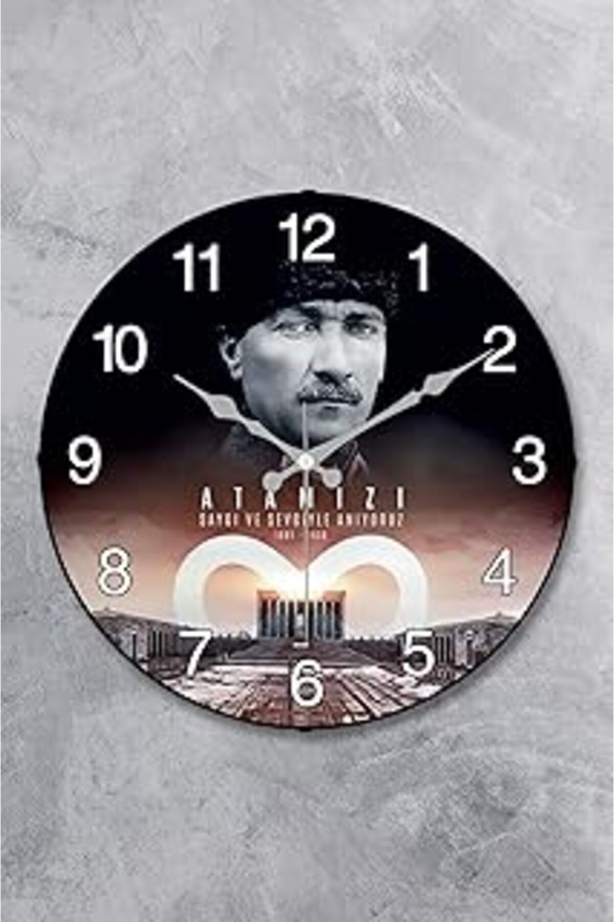Emores Atatürk Duvar Saati Akar Saniye Sessiz Mekanizma 36 Cm