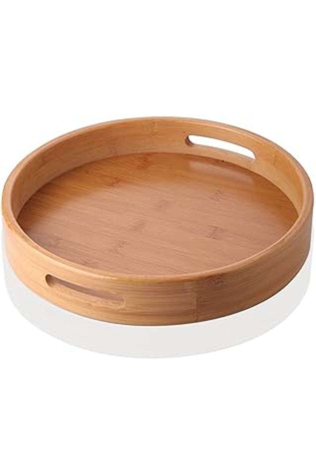 35 Cm Bambu Ahşap Yuvarlak Servis Sunum Tepsi