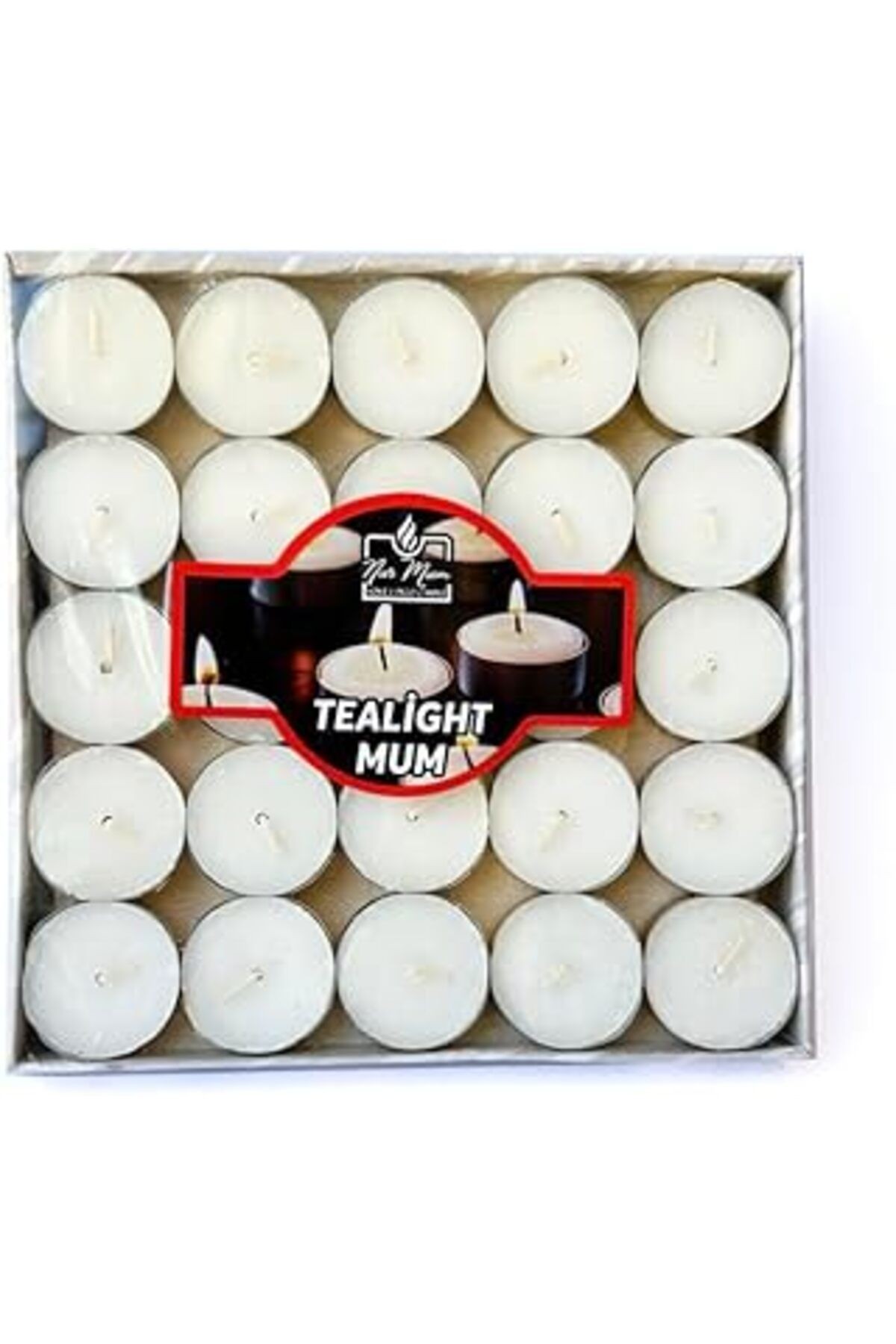 Nur Mum Tealight 50 Adet, Çaydanlık Mumu, Beyaz, 4 Saat Yanma Süresi