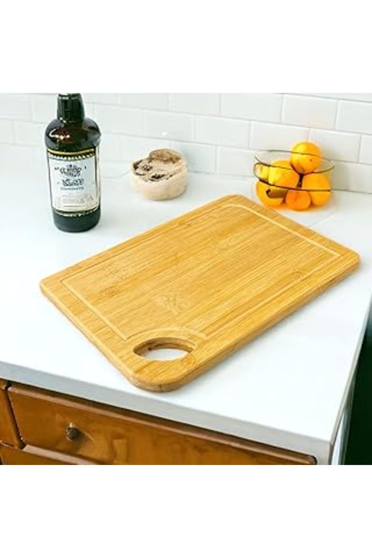 Deconox Bambu Kesme Tahtası Antibakteriel Yıkanabilir Doğrama Tahtası Dikdörtgen 34x24 Cm