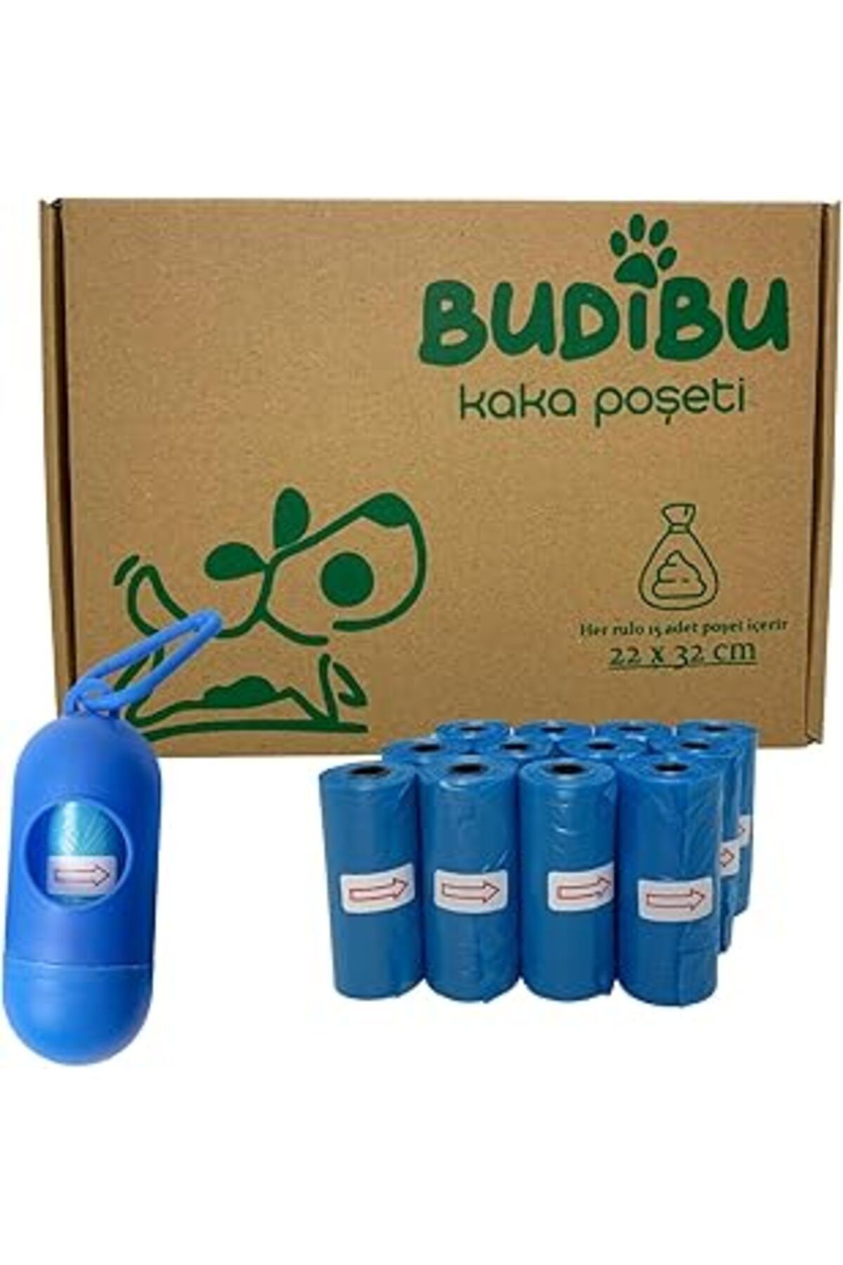 Budibu Kedi Köpek Kaka Poşeti Evcil Hayvan Dışkı Kaka Torbası Taşıma Kapsülü Ve 12 Rulo (180 Poşet)