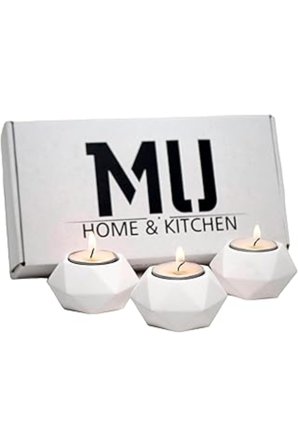 Mu 3'lü Set Tealight Mumluk - El Yapımı Beyaz Mumluk, Ev, Parti, Düğün, Masa Dekoru