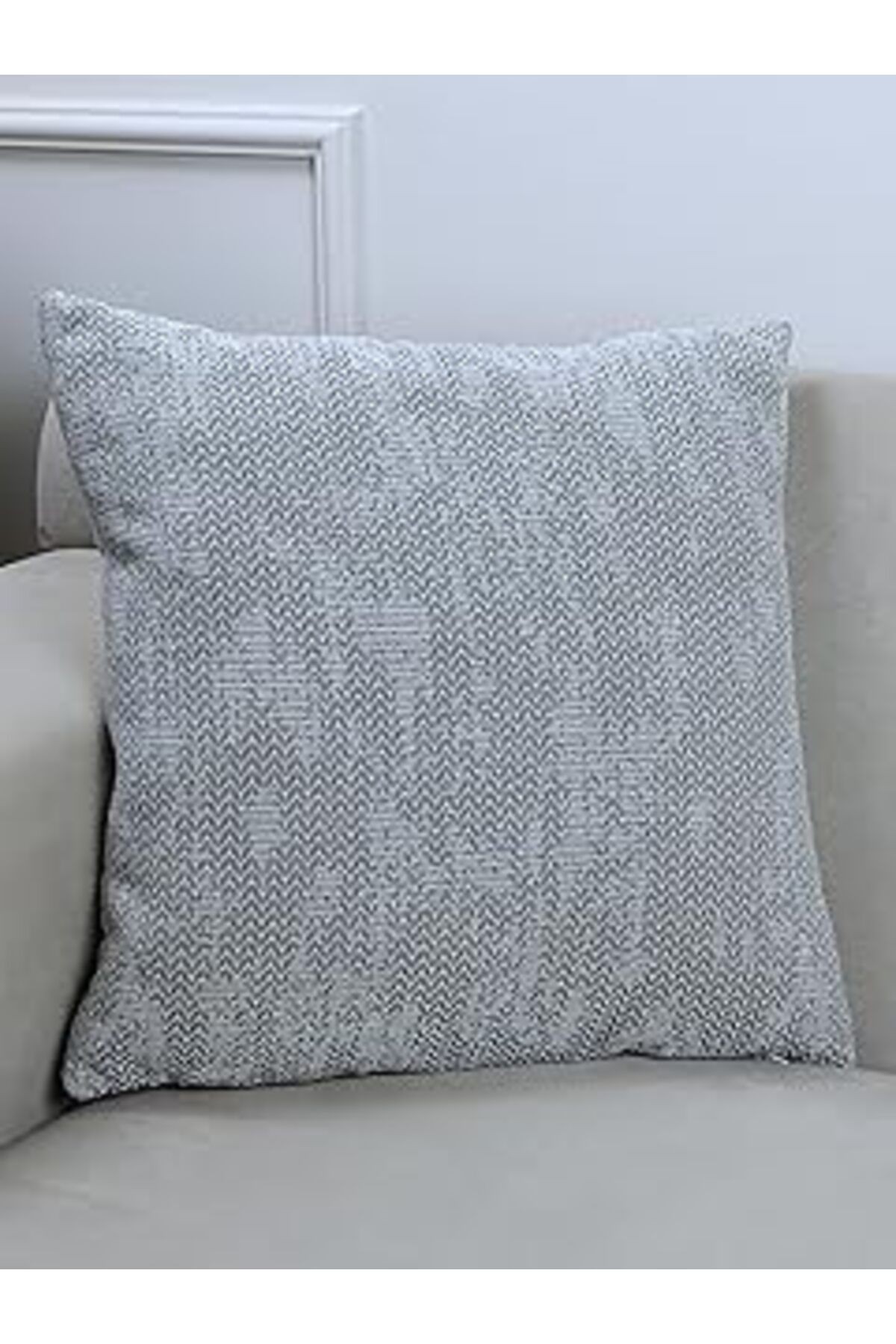 Vanilla Home Herringbone Gri Renk Çizgi Desenli 45X45 Kırlent Kılıfı