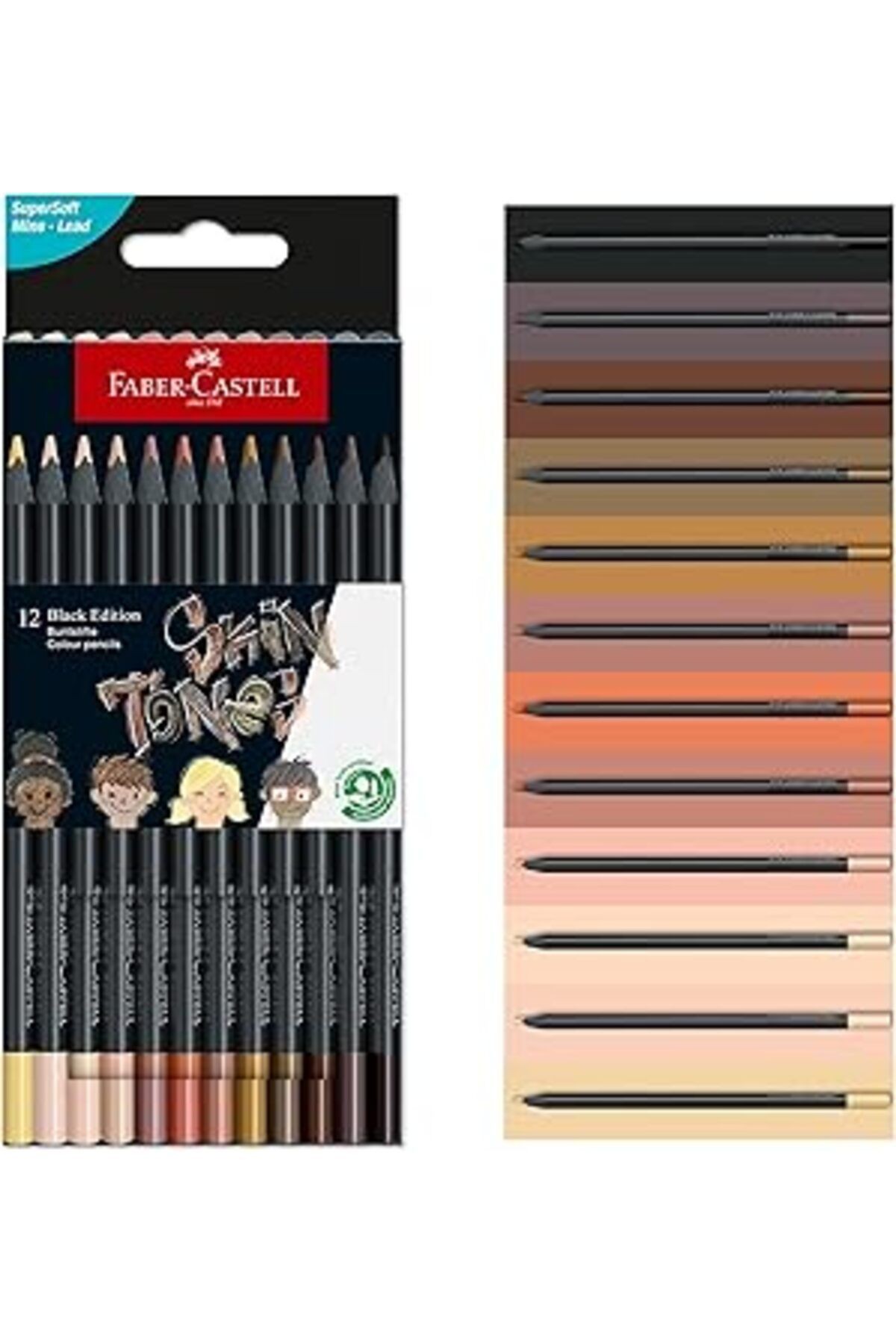 Faber-castell Fc Black Edition Boya Kalemi, 12'li Skin Tones