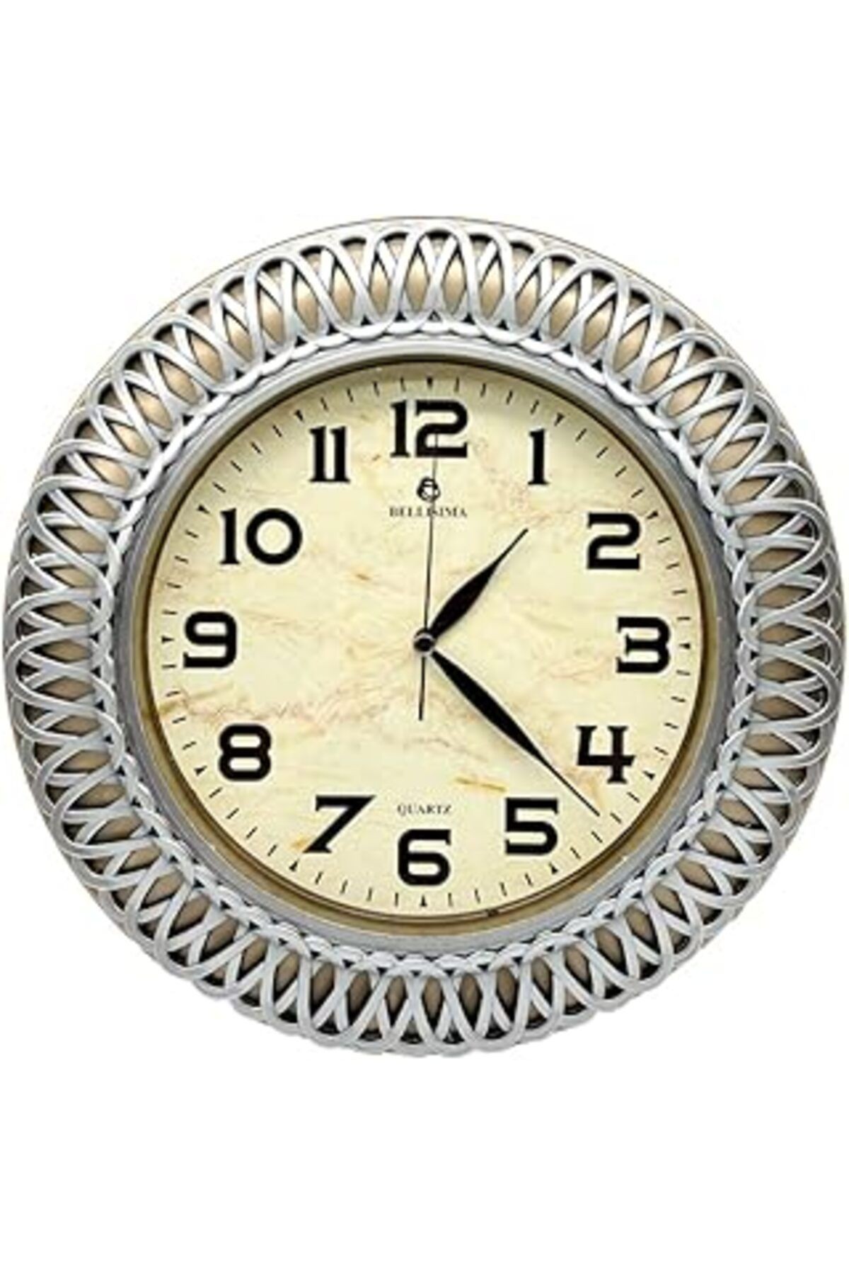 Bellisima Bl-1057 Serisi Klasik Kadran Işleme Desenli Sessiz Akar 30 Cm Duvar Saati Gold-gri