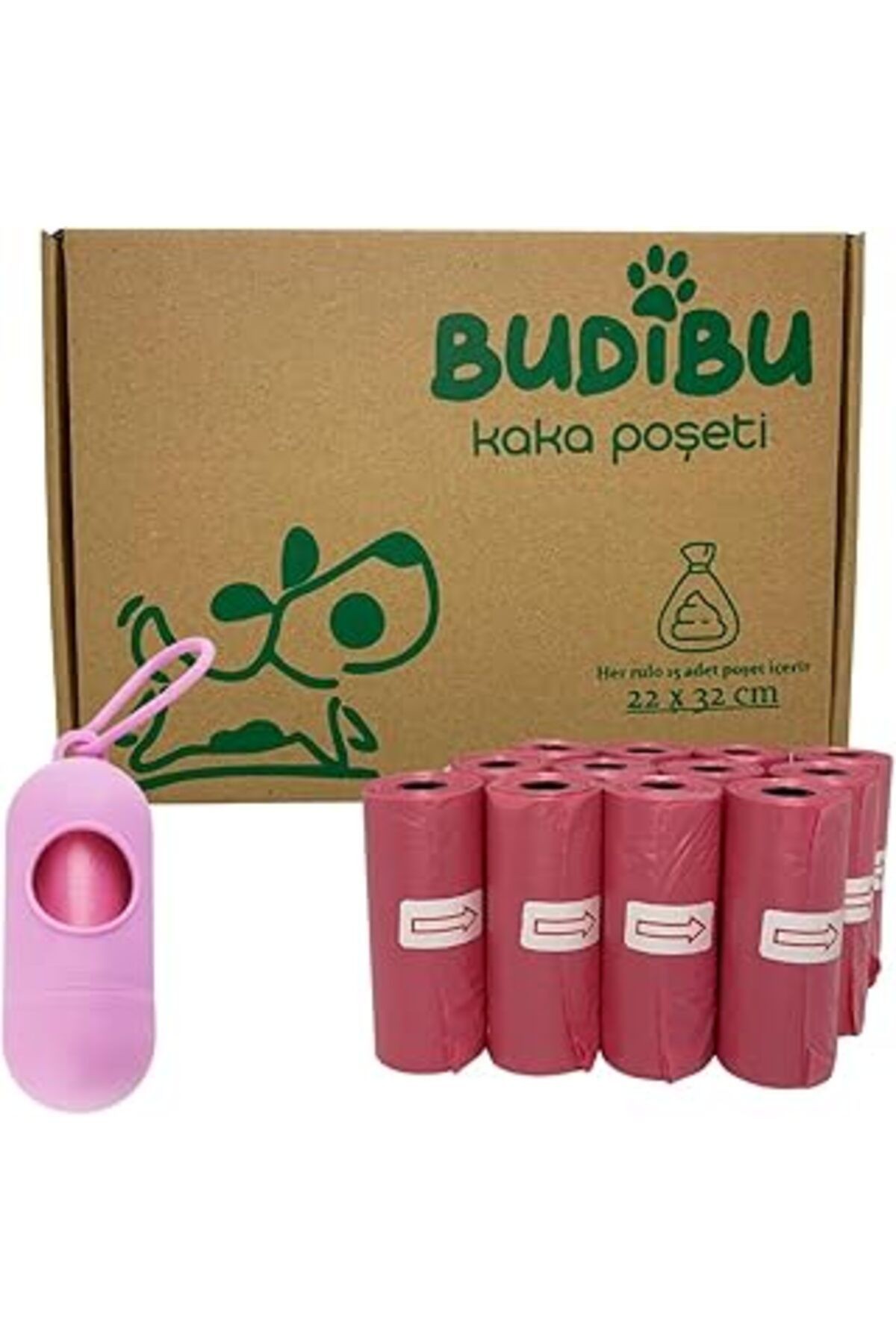 Budibu Kedi Köpek Kaka Poşeti Evcil Hayvan Dışkı Kaka Torbası Taşıma Kapsülü Ve 12 Rulo (180 Poşet)