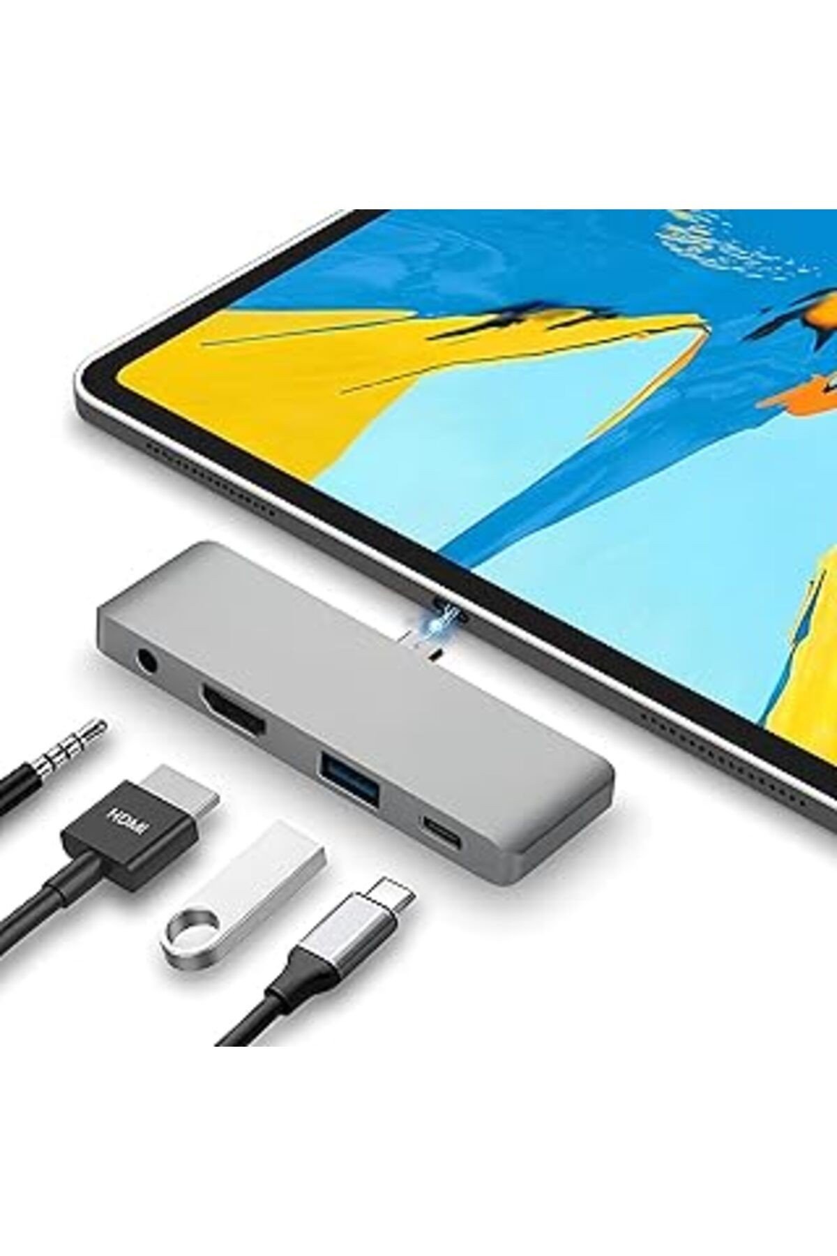 Newpole Type C Hub (4 PORT), 85w Pd Type-c Port 4k 30hz Veya 1080p 60hz Hdmi, 1 Adet Usb 3.0 Port Ş