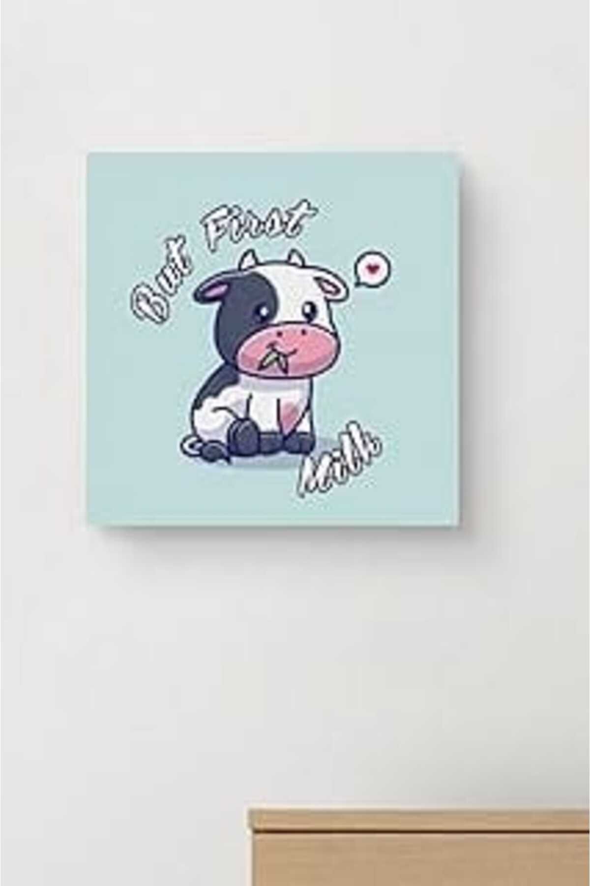 Hediyesepeti But First Milk | Bebek Odasına Özel Kanvas 25 X 25 Cm Ölçüsündedir.