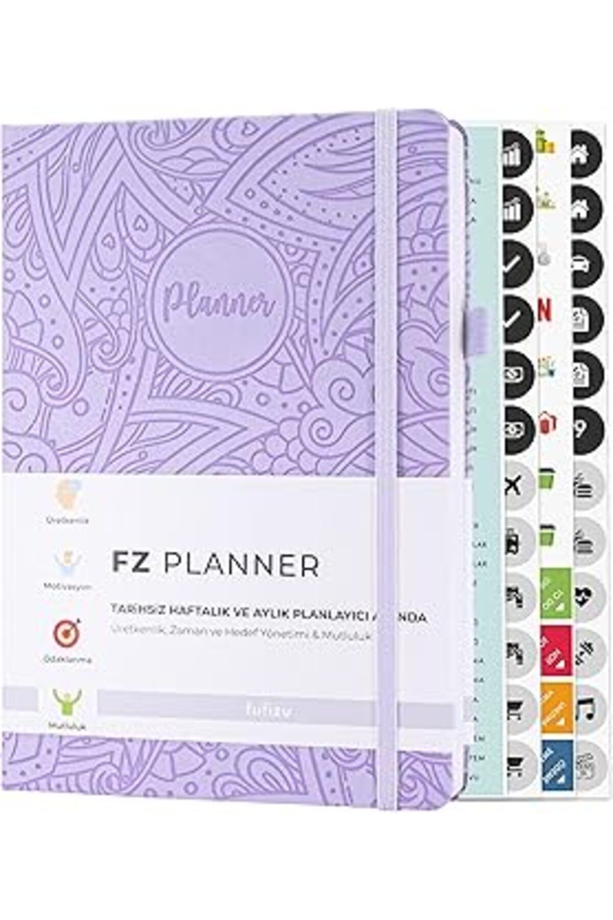 Fufizu Fz Planner Tarihsiz Haftalık Planlayıcı Deri Ajanda Etnik, Lila