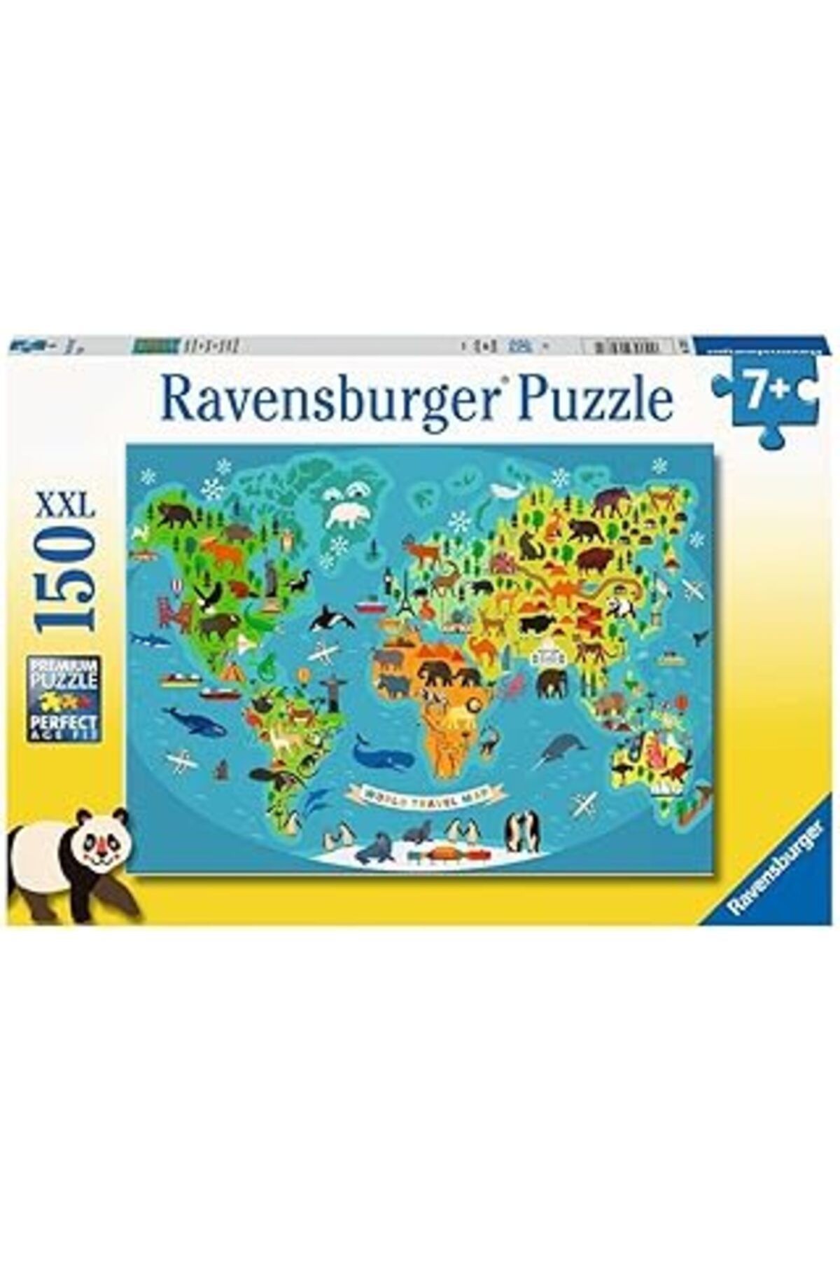 132874 150 Parçalı Puzzle Hayvanlı Harita, Renkli