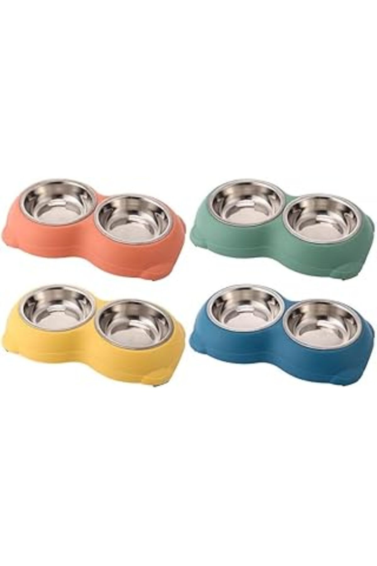 Emey E-ticaret Çelik Iki Bölmeli Kedi Köpek Mama Ve Su Kabı, Iki Hazneli Kedi Köpek Mama Kabı, Yüks