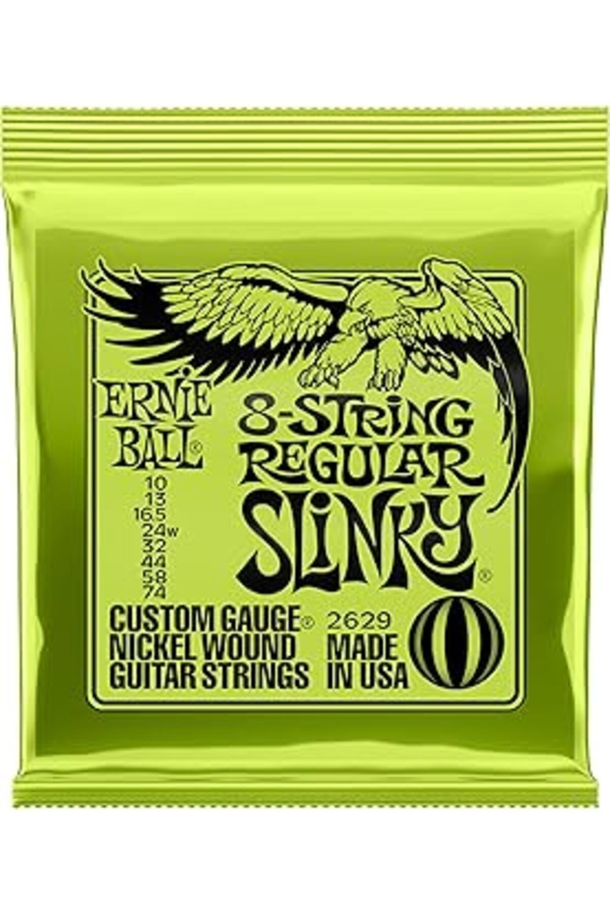 Ernie Ball Normal Slinky 8 Telli Nikel Yara Elektro Gitar Enstrüman Telleri, Ölçü 10-74