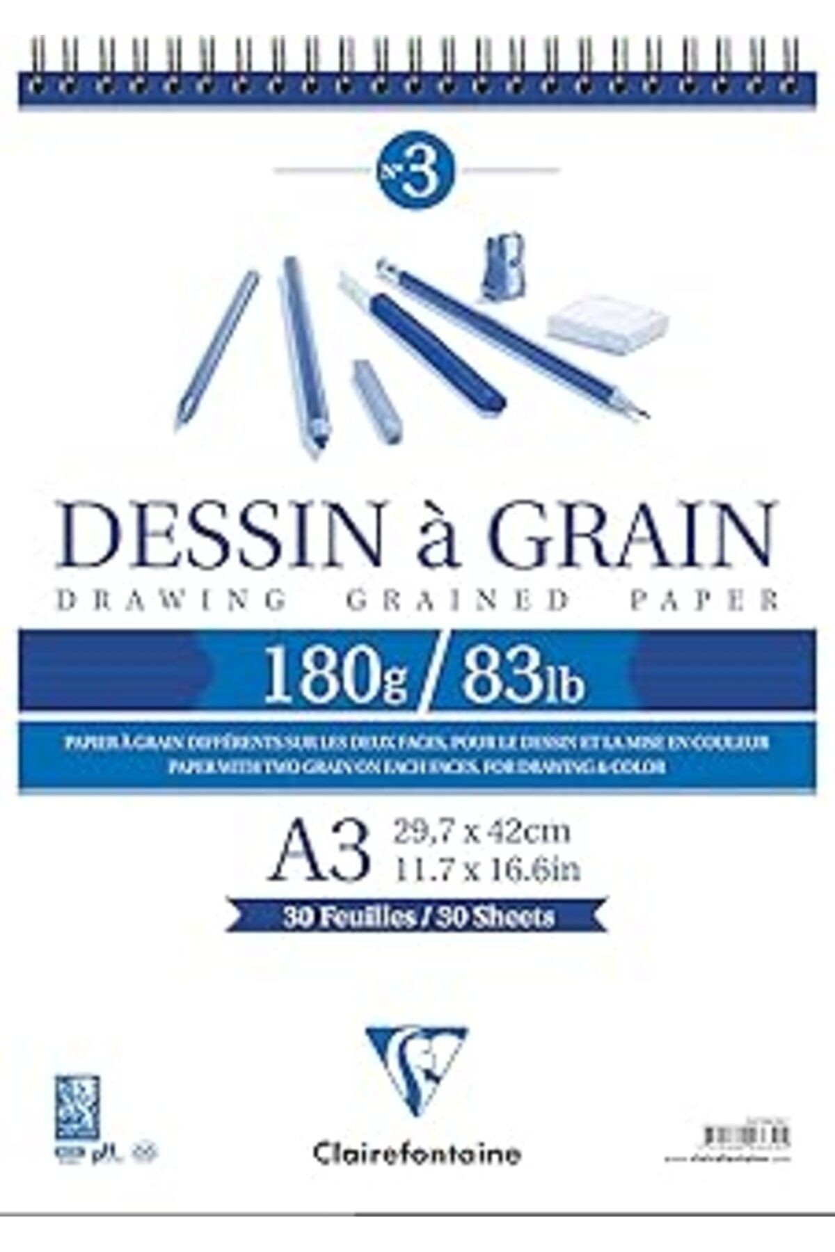 Clairefontaine Dessin A Grain Spiralli A3 Defter