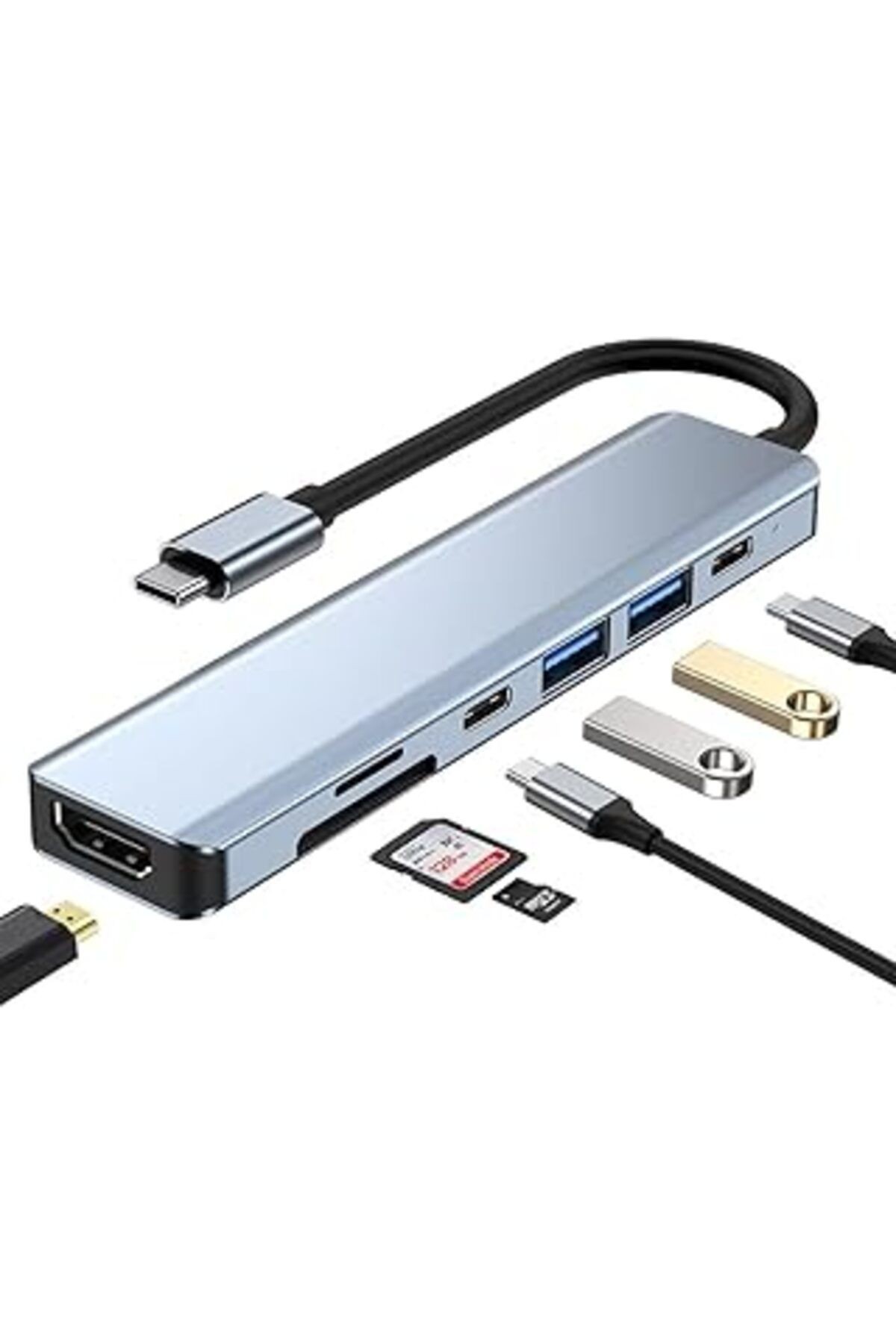 Apera Tr-35 7 Port Mac Uyumlu Thunderbolt 3 Ile Uyumlu Hub Type-c To 4k Hdtv 2x Usb3.0 2x Usb C Pd