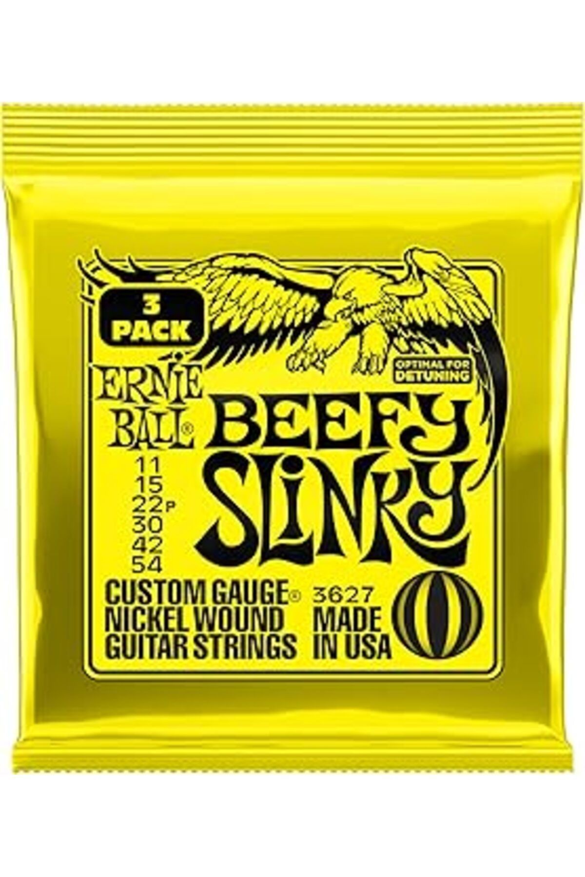 Ernie Ball Beefy Slinky Nickel Wound Electric Guitar Strings 3-Pack - 11-54 Gauge
