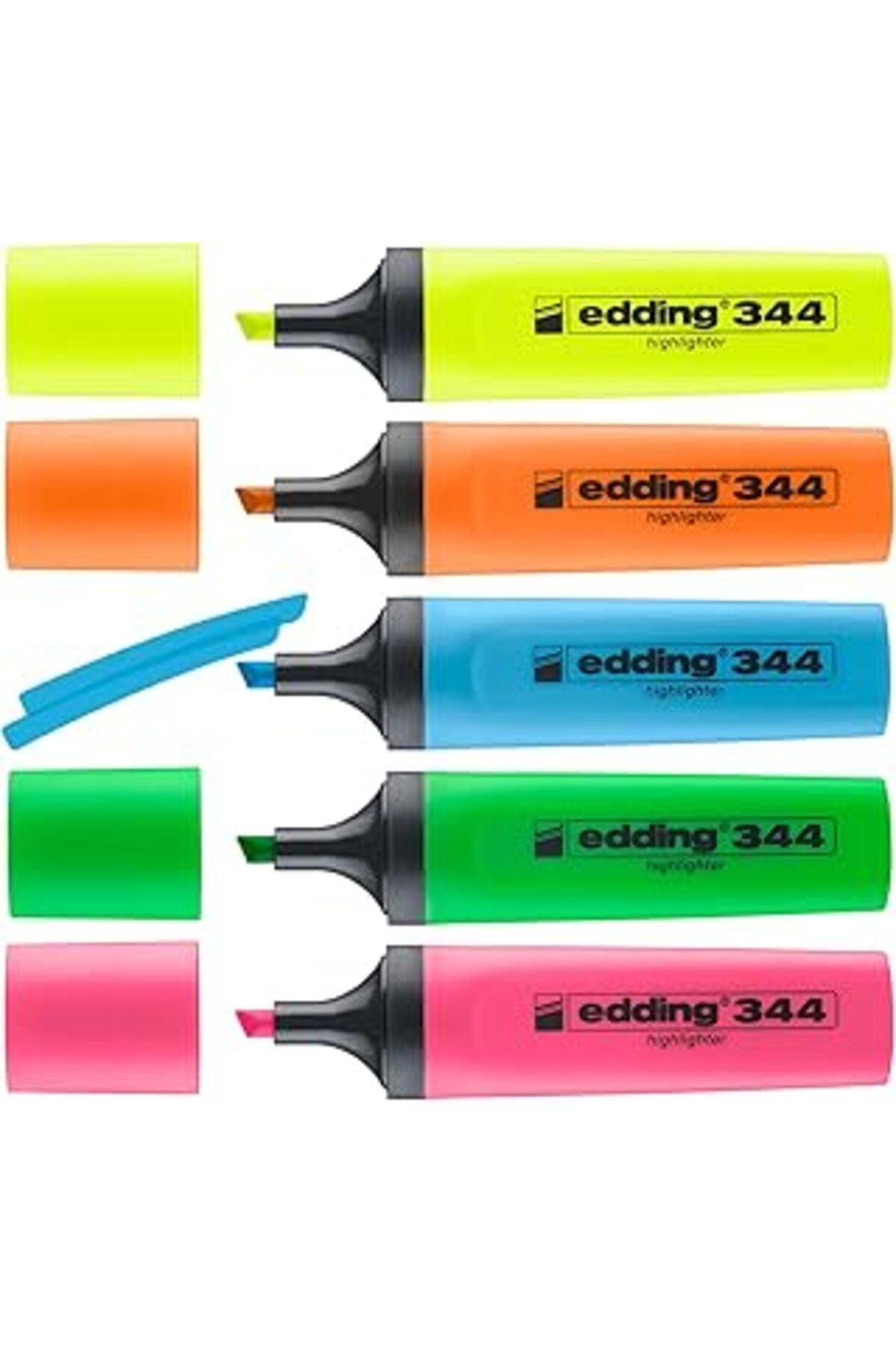 Edding 344 Fosforlu Kalem Seti - Sarı, Turuncu, Mavi, Pembe, Yeşil - 5 Fosforlu Kalem - 2-5 Mm Kesi