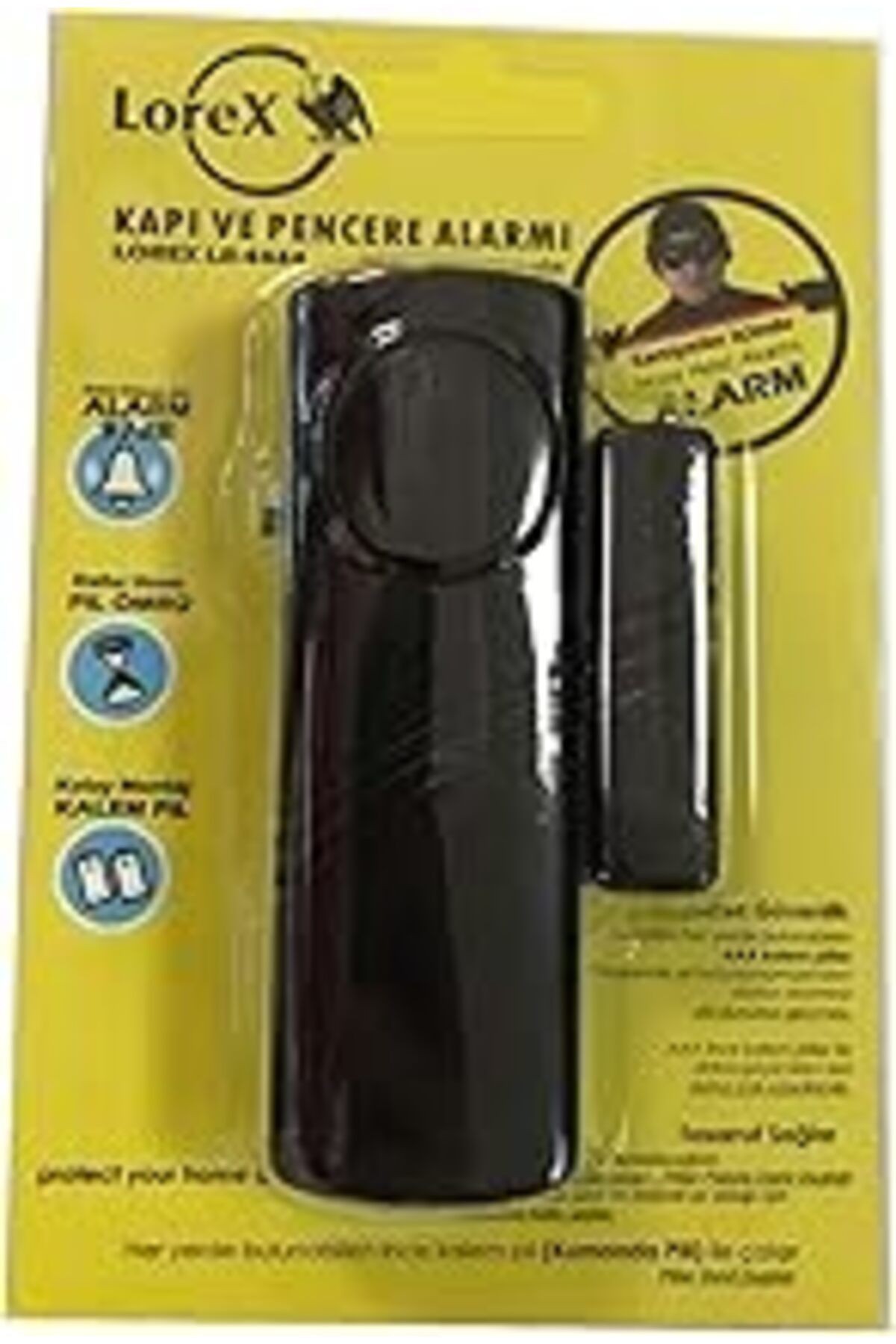 Lorex Lr-4444s Siyah Renk Pilli Kapı Pencere Alarm - Piller Hariç - Ev Alarmı - Kablosuz Pencere Al