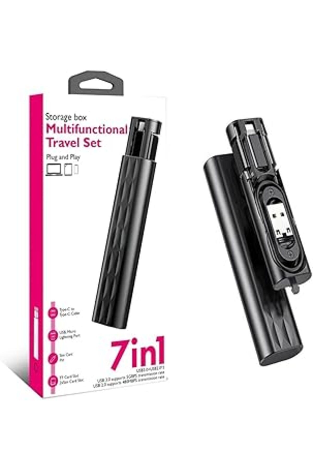 Aksesaurcı 7 In 1 Çok Işlevli Usb C Adaptör Seti Type-c, Usb, Micro Light-ning Port, Seyahat Için U