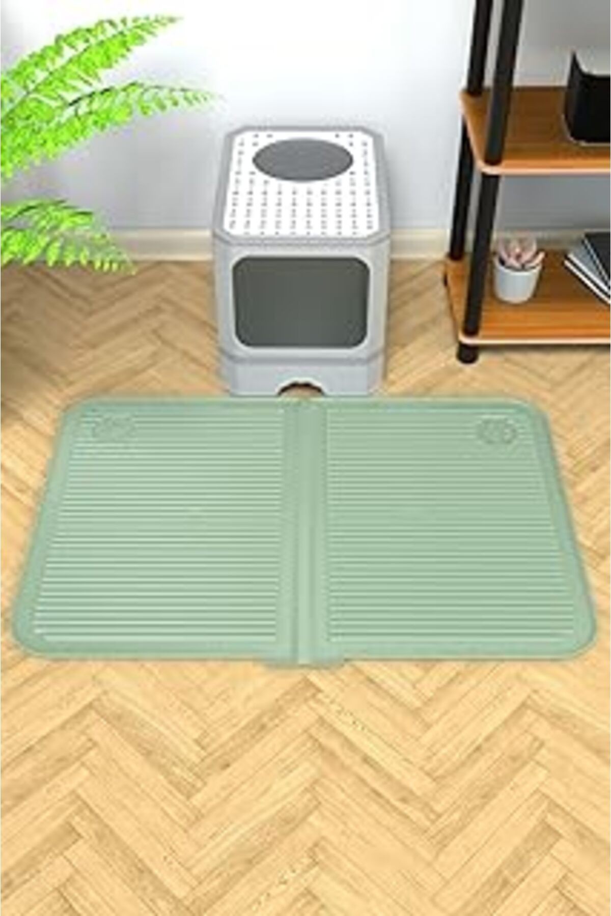 Ata Home Silikon Mama Ve Kum Matı Havuzlu Yıkanabilir Kedi Tuvaleti Önü Kedi Kumu Paspası Büyük Boy