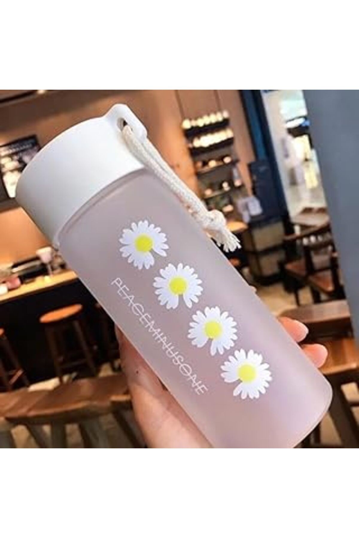 Yunhan Papatya Desenli Şeffaf Matara 600 Ml
