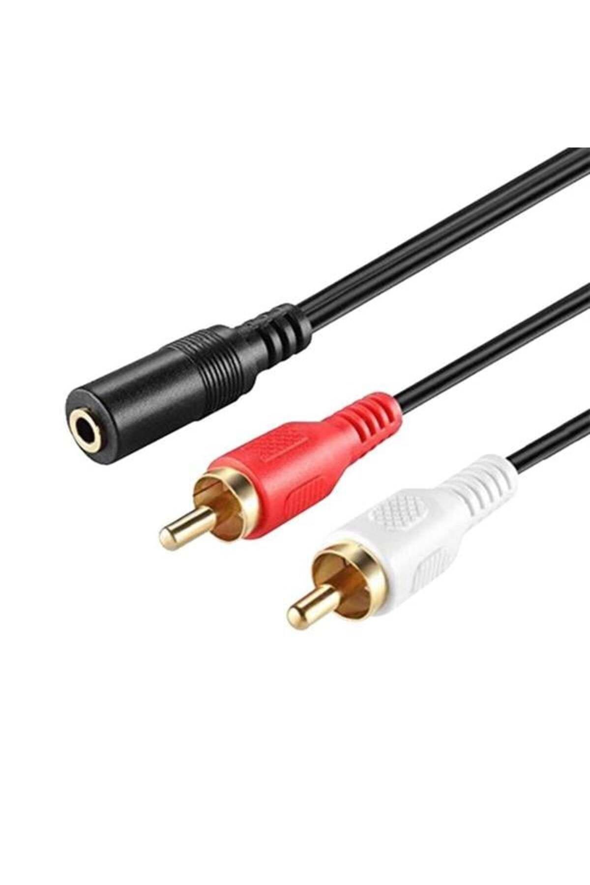 2Rca- 3.5Mm Stereo Dişi Kablo 1.5 Metre