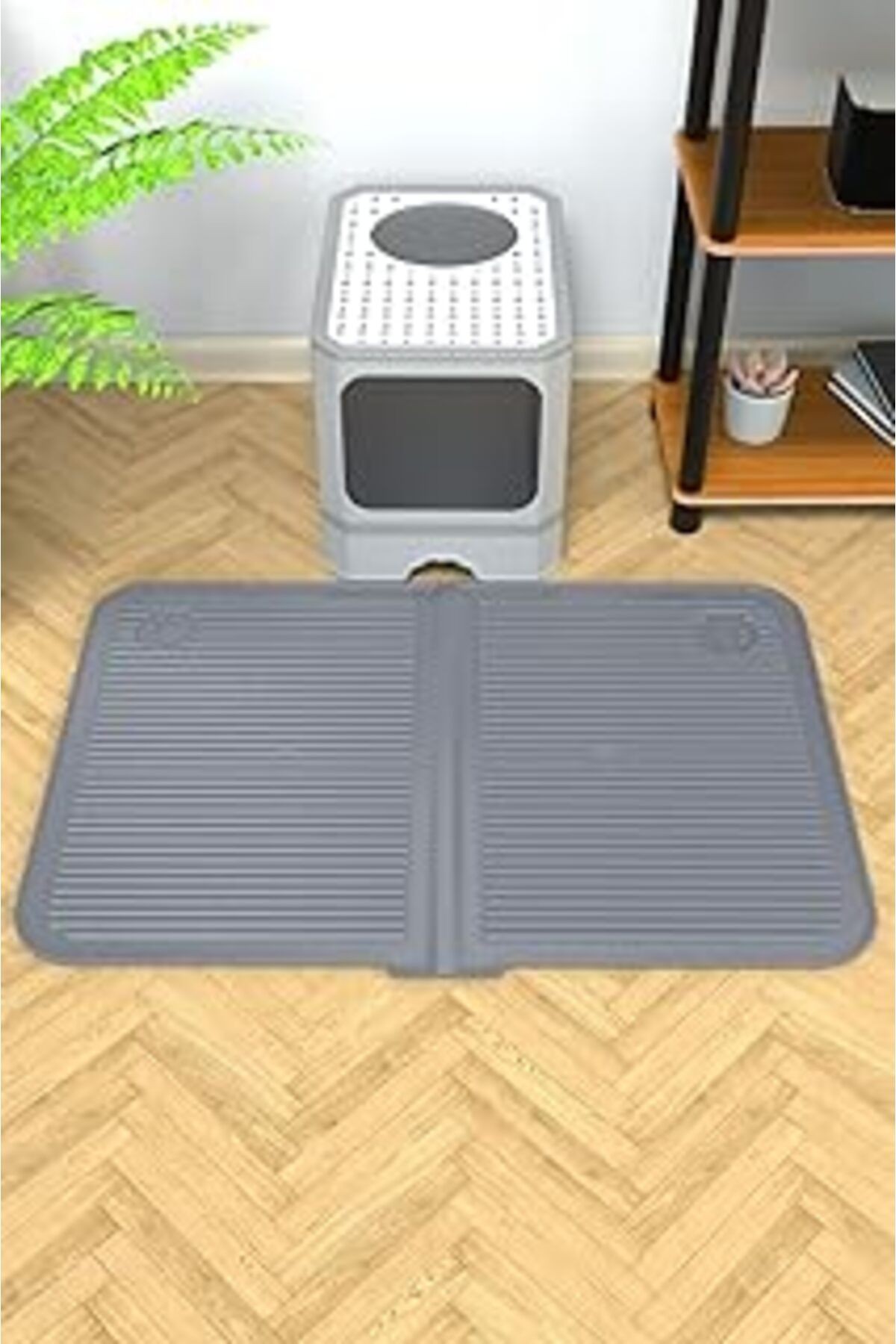 Ata Home Silikon Mama Ve Kum Matı Havuzlu Yıkanabilir Kedi Tuvaleti Önü Kedi Kumu Paspası Büyük Boy