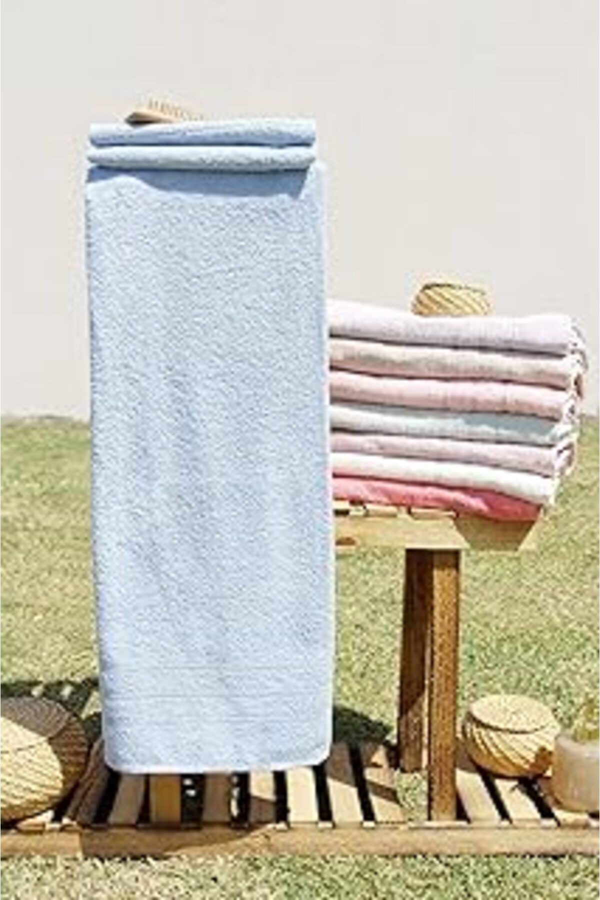 %100 Pamuk Renkli 70x140 Banyo Havlusu Mavi