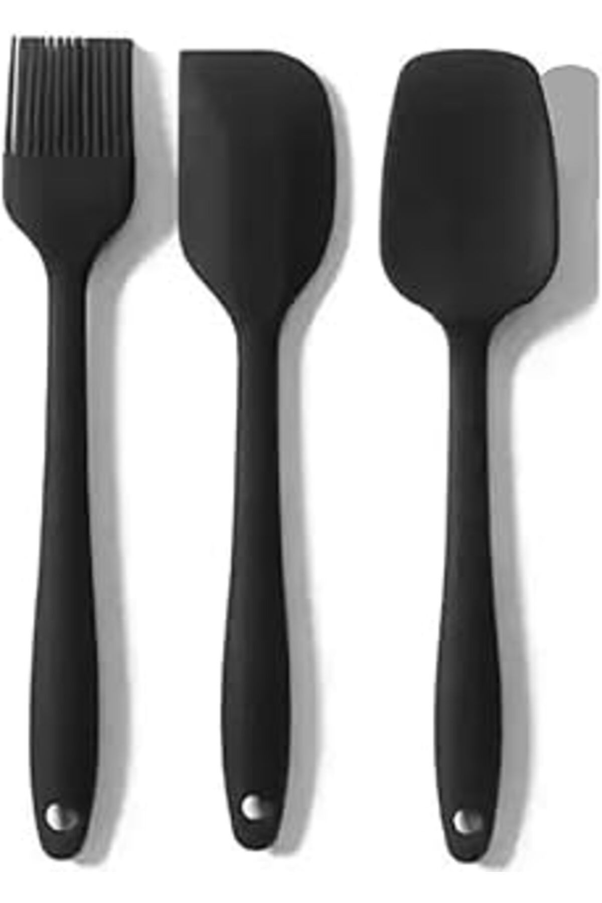 Promosyonca Siyah Silikon Mutfak Aletleri Seti, 2 Spatula Ve 1 Fırça, 3 Parça