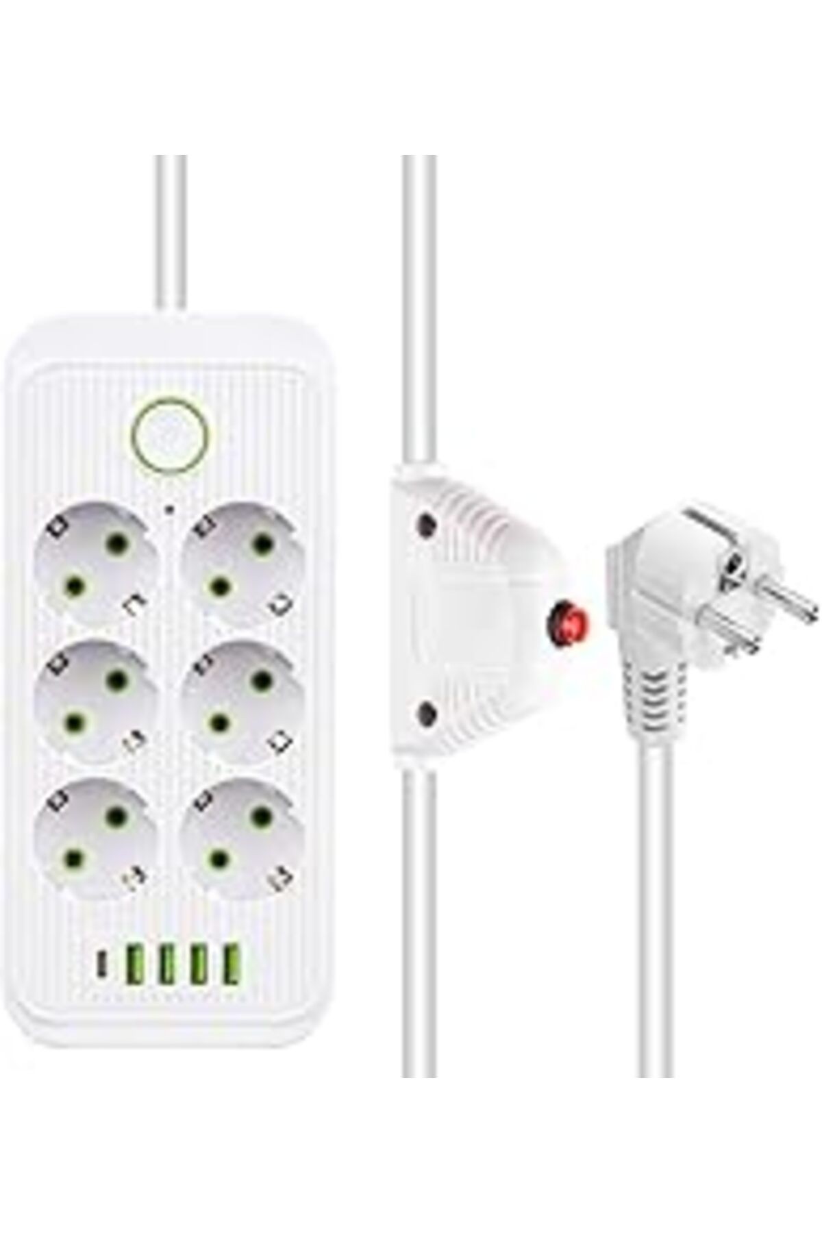 Güncelçarşı 6'Lı Akım Korumalı Priz, 1.5 Metre Kablo, 4 X Usb, 1 X Type-C Pd Girişli, Altılı Priz Ç